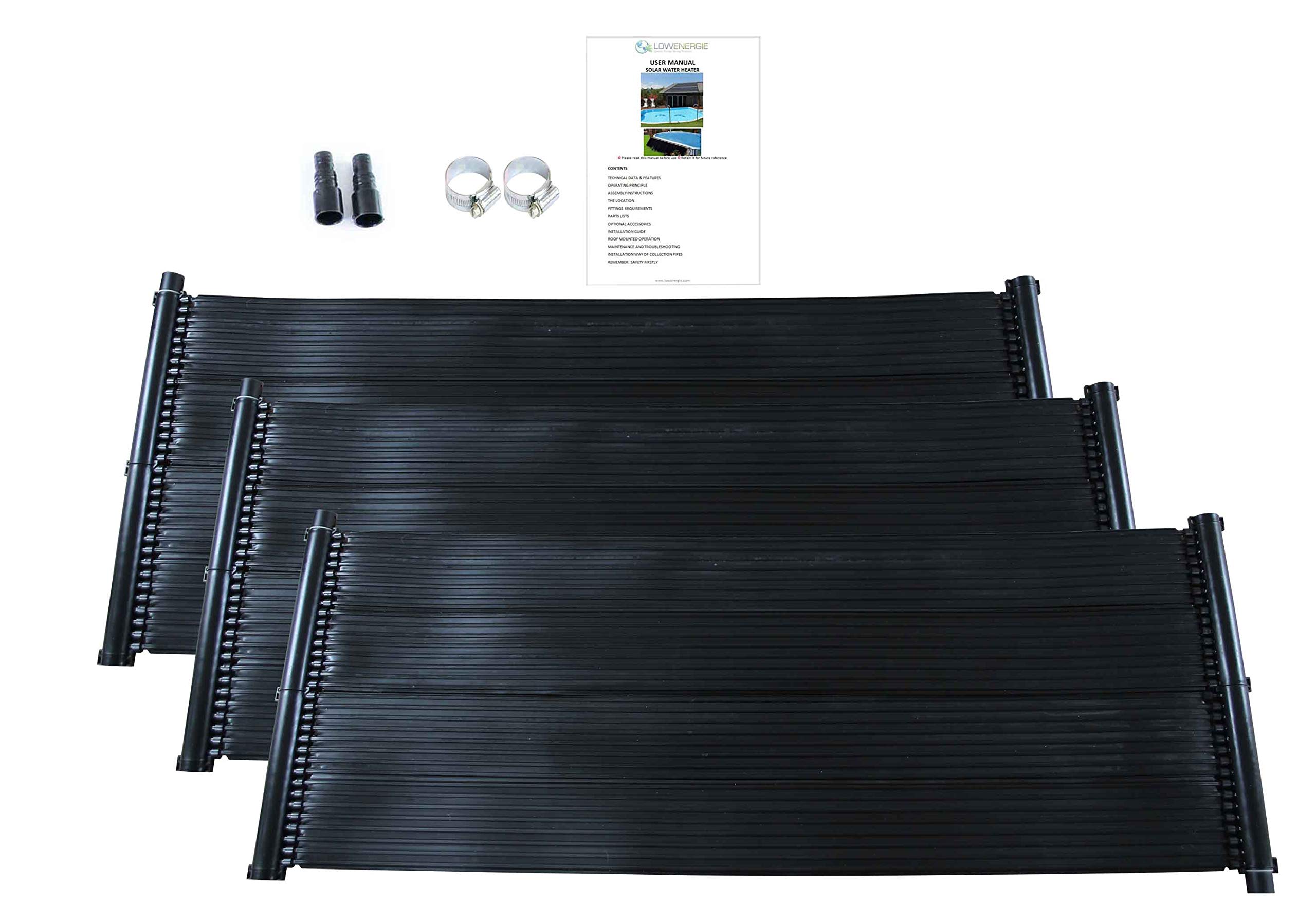 LOWENERGIE Solar Thermal Swimming Pool Heating Mat Hot Water Free Energy Saving Sun Pool Heater Kit Warm. Mat only (3, 0.66 x 1.5M)