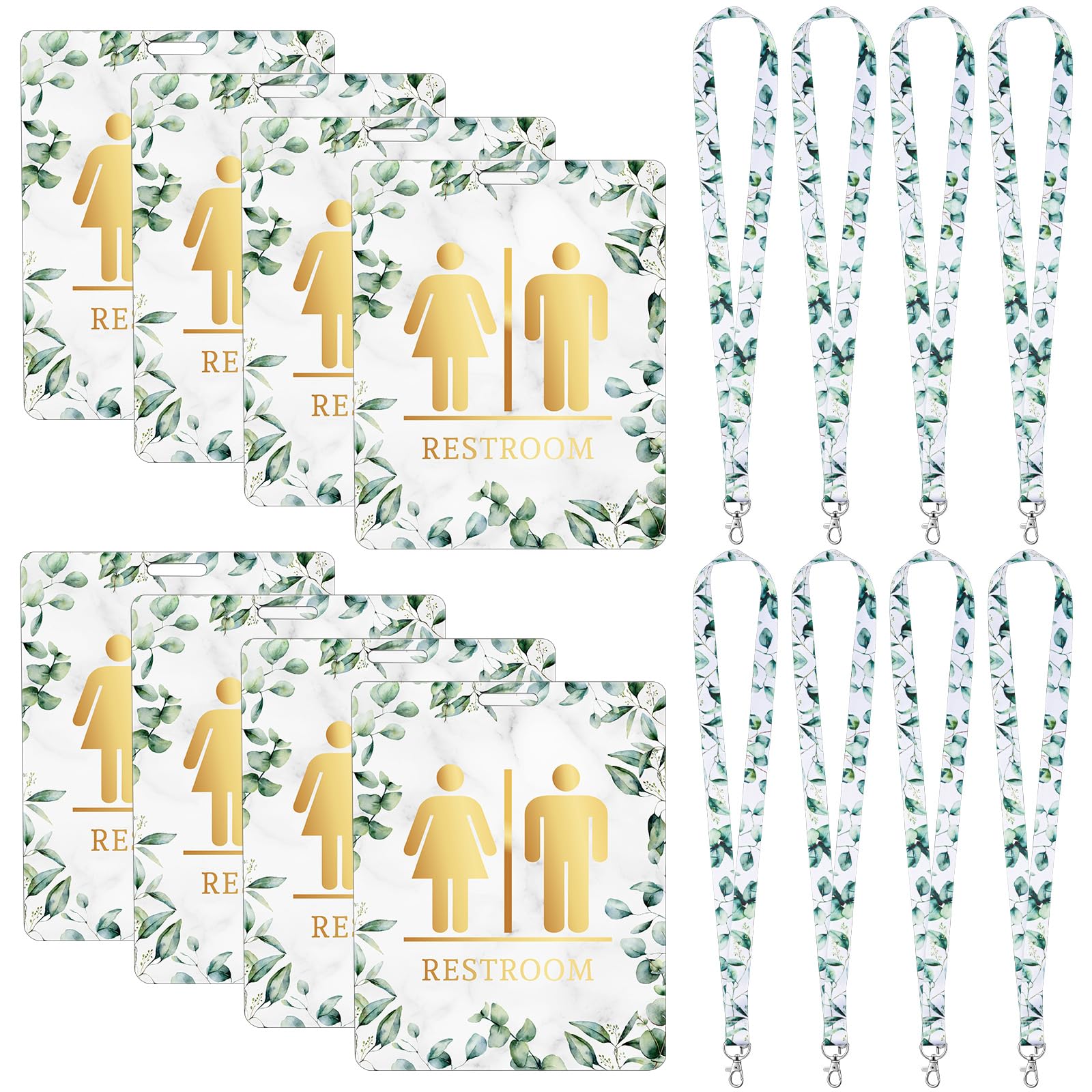 Ireer 8 Sets Bathroom Pass Restroom Passes, Unbreakable Bathroom Passes Durable Bathroom Tag with Key Holder Keychain Sign for Office Nurse Man Woman