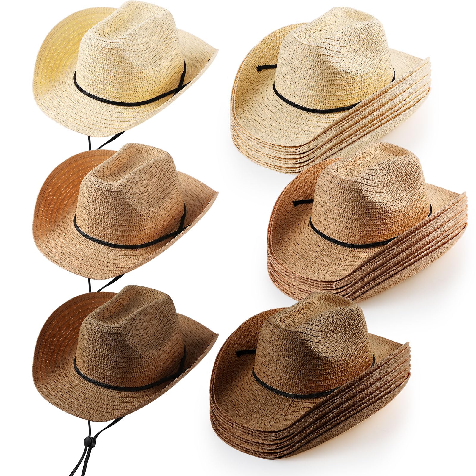 Unittype Adult Straw Cowboy Hat Bulk Western Party Pack