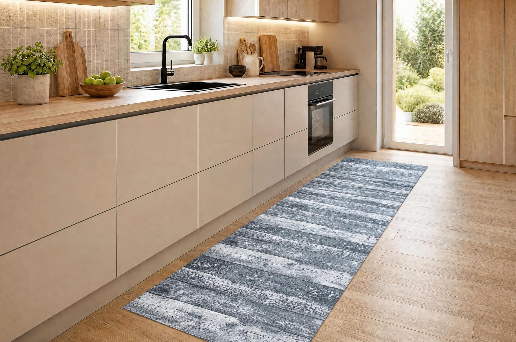 Läufer Antirutsch Lotus DESKI 60930 Bretter grau ZUM WASCHEN 60 cm 60x940 cm grau