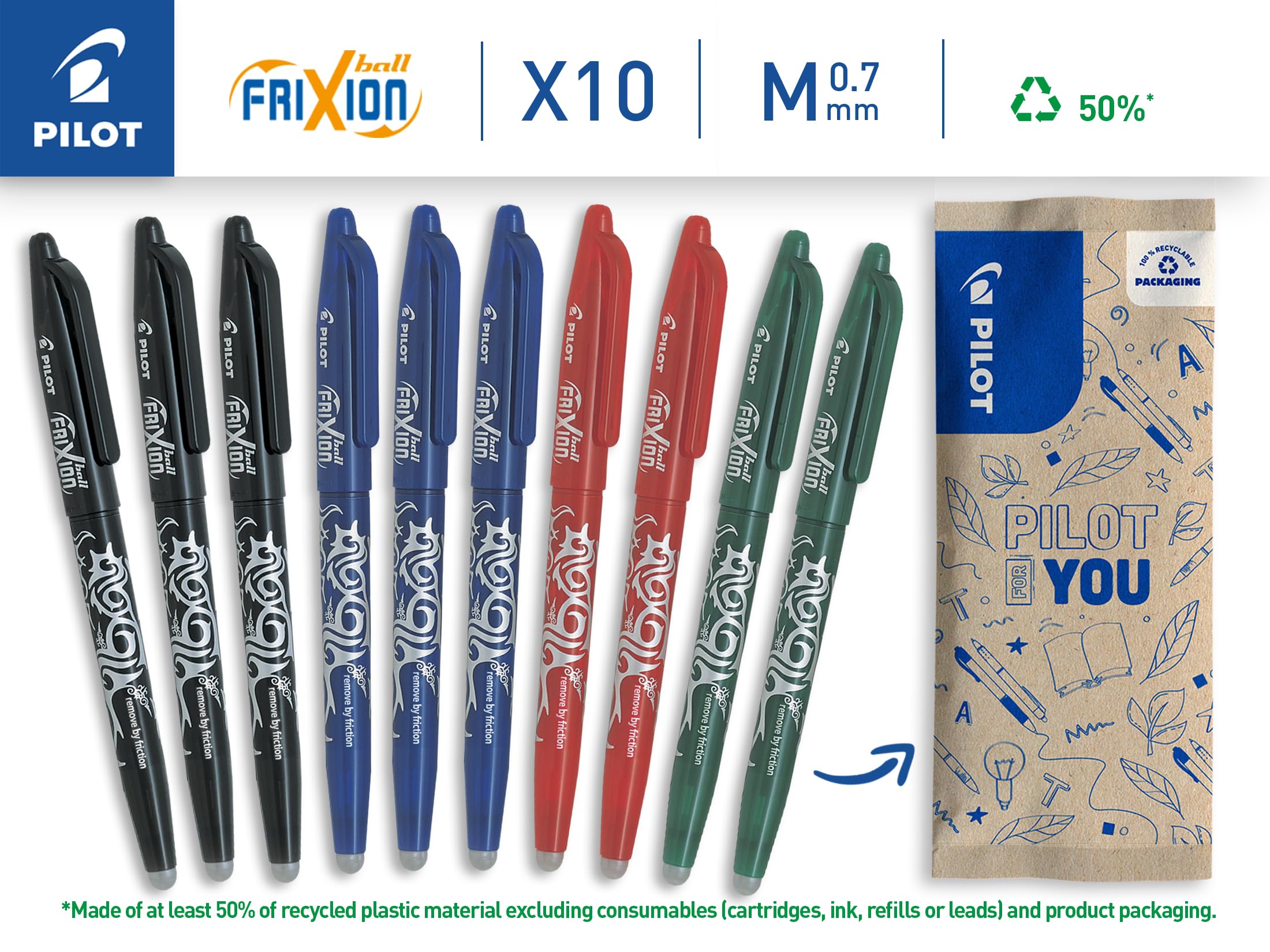 Rechange Effaçables Compatibles Avec Legami, Pointe 0,7mm, Hauteur 13 Cm, Recharges Bleues Pour Stylos à Encre Thermosensible (12 Mines