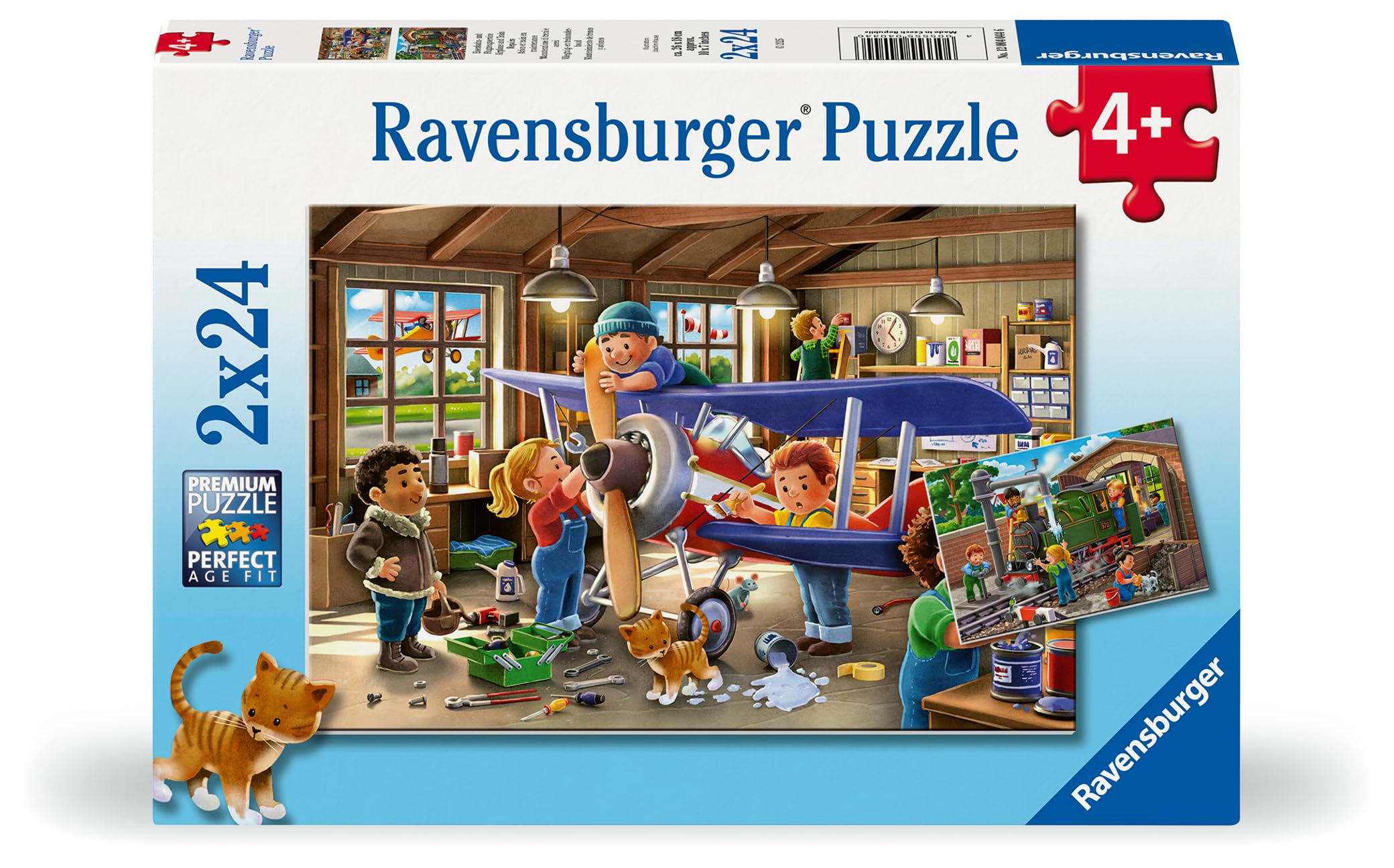 Ravensburger Airplane & Train Repairs - Jigsaw Puzzles for Boys and Girls Age 3 Years Up - 2x 24 Pieces, White, 48 pieces, 26cm x 18cm