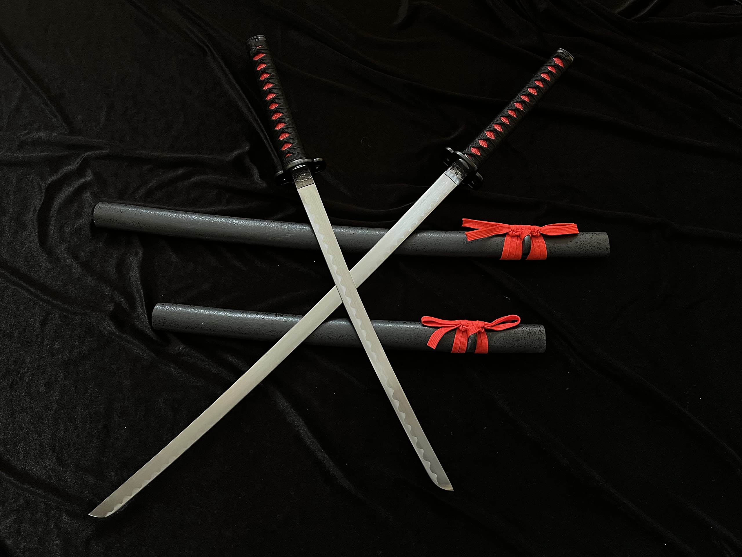 Schwert Set - Katana Schwert Echt, Wakizashi, Tanto - Samurai Schwert aus Stahl - Samurai Schwerter als Anime Deko - Japanisches Sword mit Schwertständer - Ninja Schwert