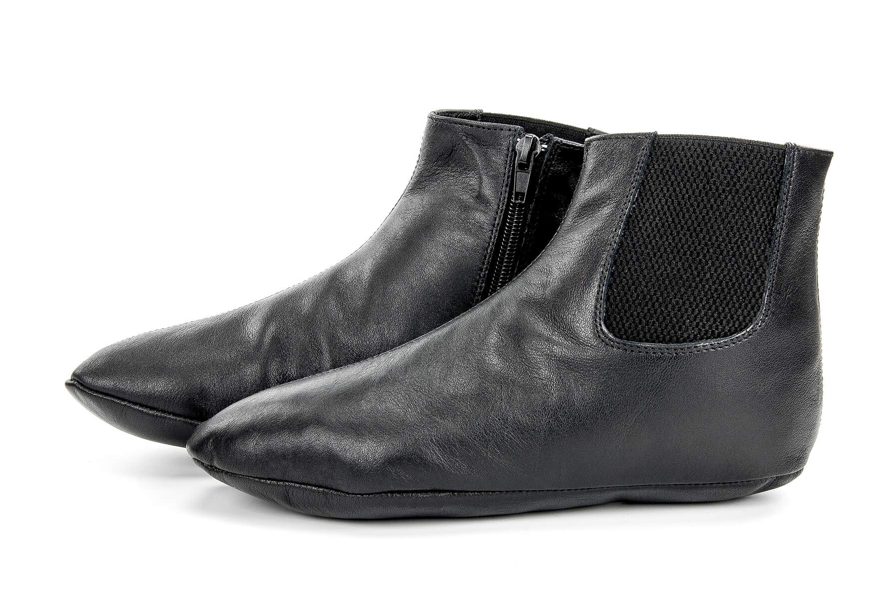 Genuine Halal Leather Zipper Khuffain | Sunnah Khuff Socks for Mosque, Black