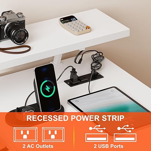 Miniatura 6 de Need AC5WW NA - Escritorio plegable para computadora y oficina en casa con tomas de corriente, soporte para monitor, espacio para taza, luces led y