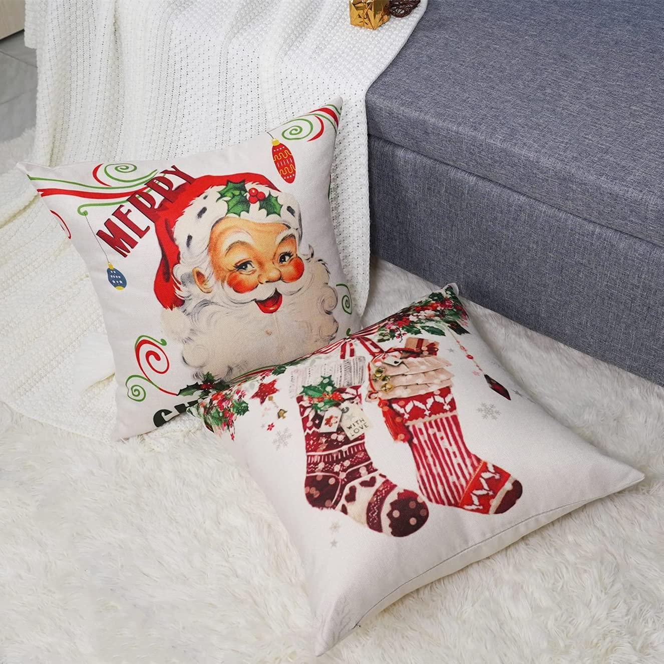 Set 4 Federe Decorative 45x45 Cm In Cotone E Lino – Multicolore, Cerniera - 4