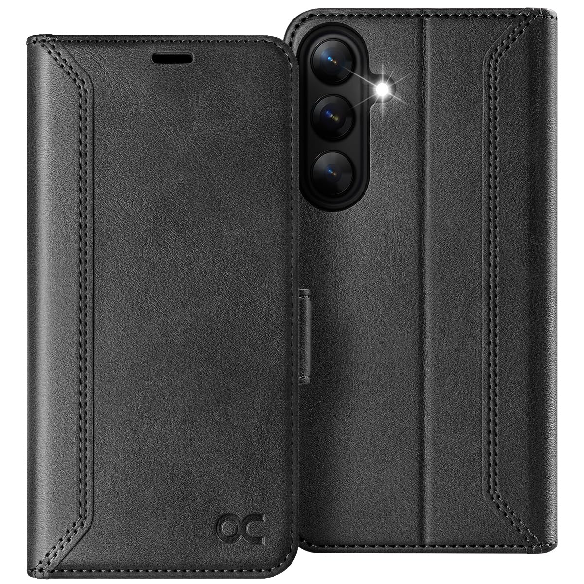 OCASE Kompatibel für Samsung Galaxy S25 5G Hülle Premium Lederhülle Klappbar RFID Schutzhülle Tasche Magnet Kartenfach Standfunktion Klapphülle Schutzhülle für Samsung Galaxy S25 Graphit