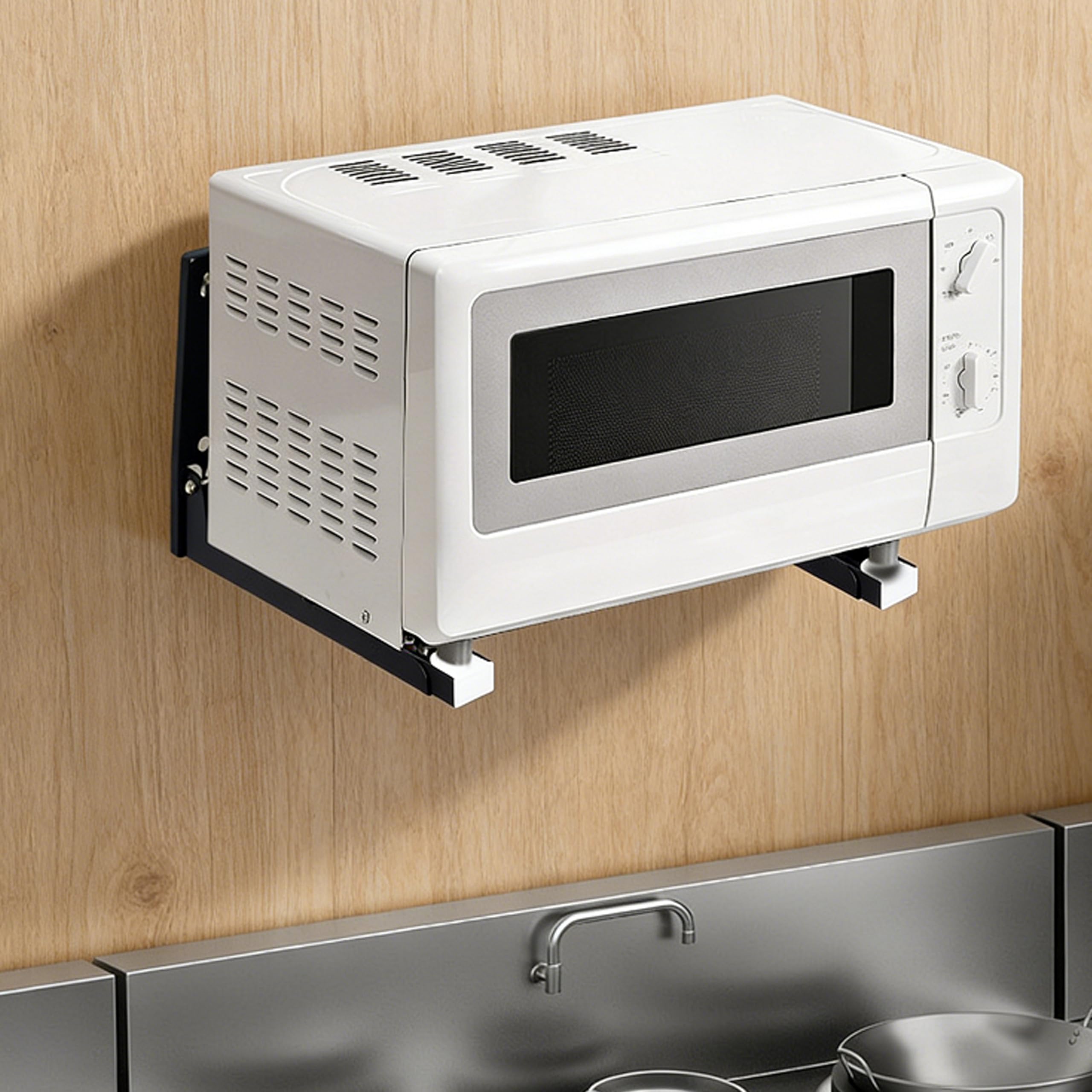 Wall Mount Microwave Shelf - Black -6