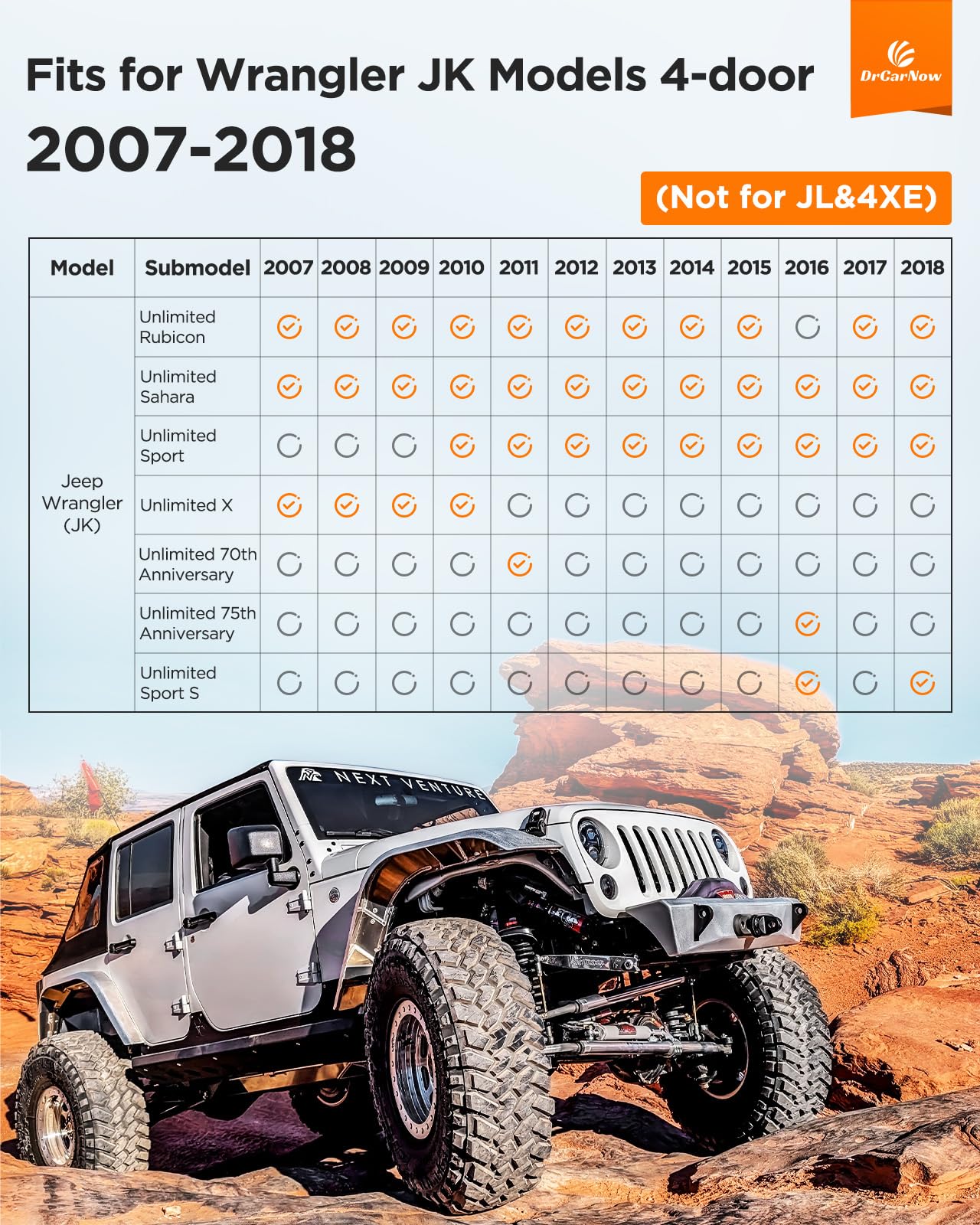 Car Floor Mats for Jeep Wrangler JK Unlimited 2007 2018 4-Door NOT for JL 2-Door Custom Fit for — view 8