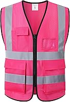Vista 17 de Chaleco de seguridad reflectante para hombres y mujeres, chaleco de construcción que cumple con el estándar ANSI/ISEA