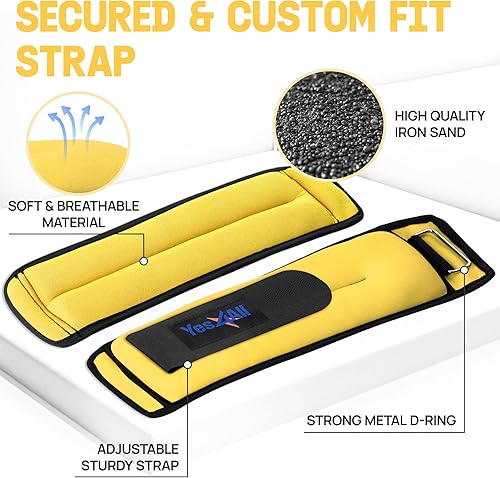 Miniatura 2 de Yes4All Par de pesas de muñeca y tobillo de 1 libra a 10 libras para mujeres, hombres y niños, correa ajustable para caminar, pilates, gimnasio y