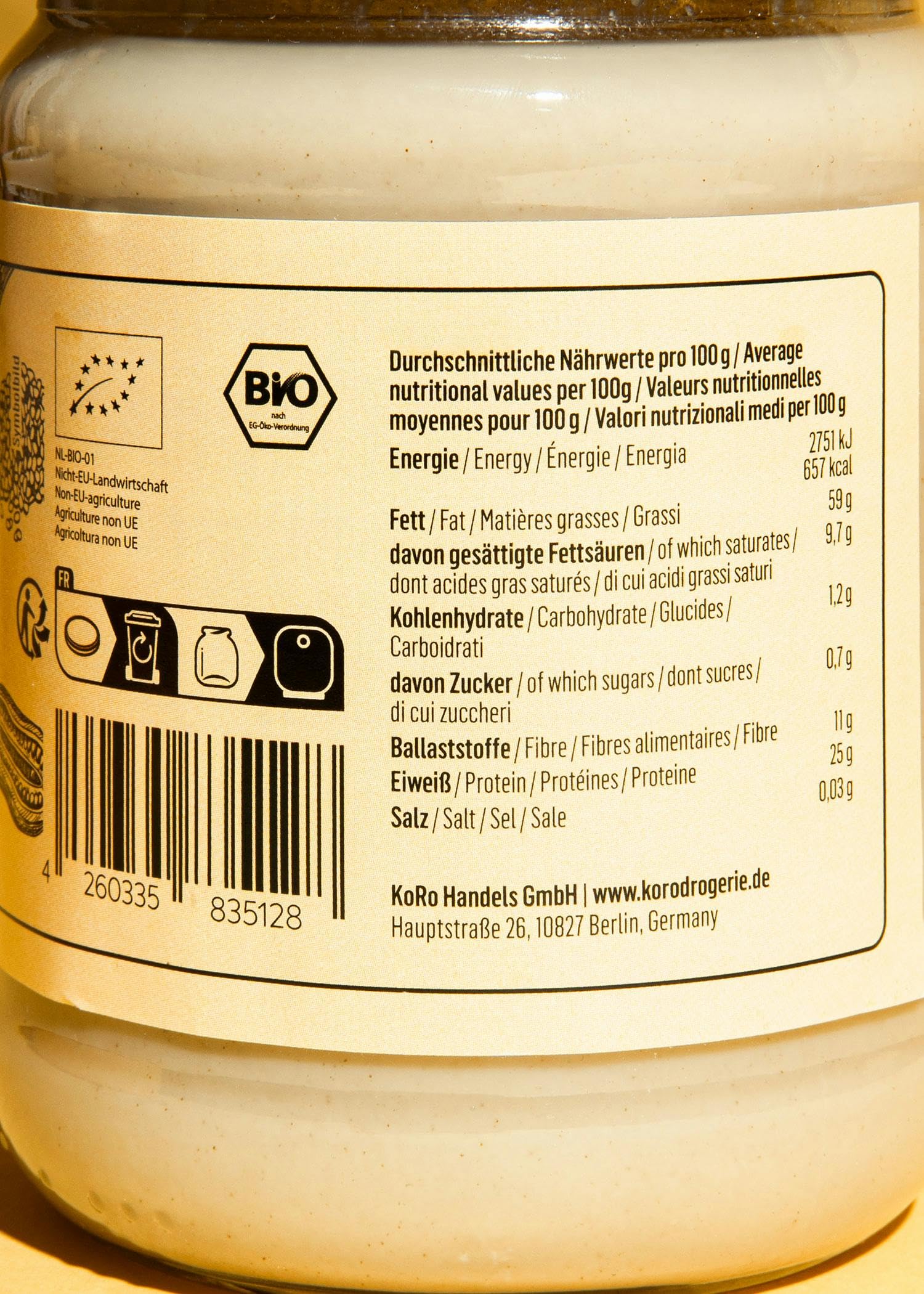 KoRo - Weißes Bio Tahini 6 x 500 g