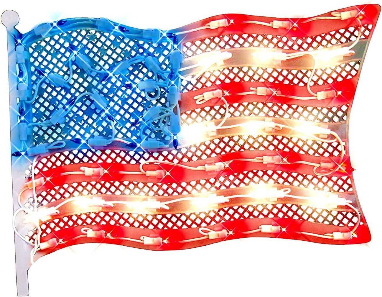 IMPACT 14.5" Red and Blue Lighted Patriotic Fourth of July American Flag Window Silhouette Decoration