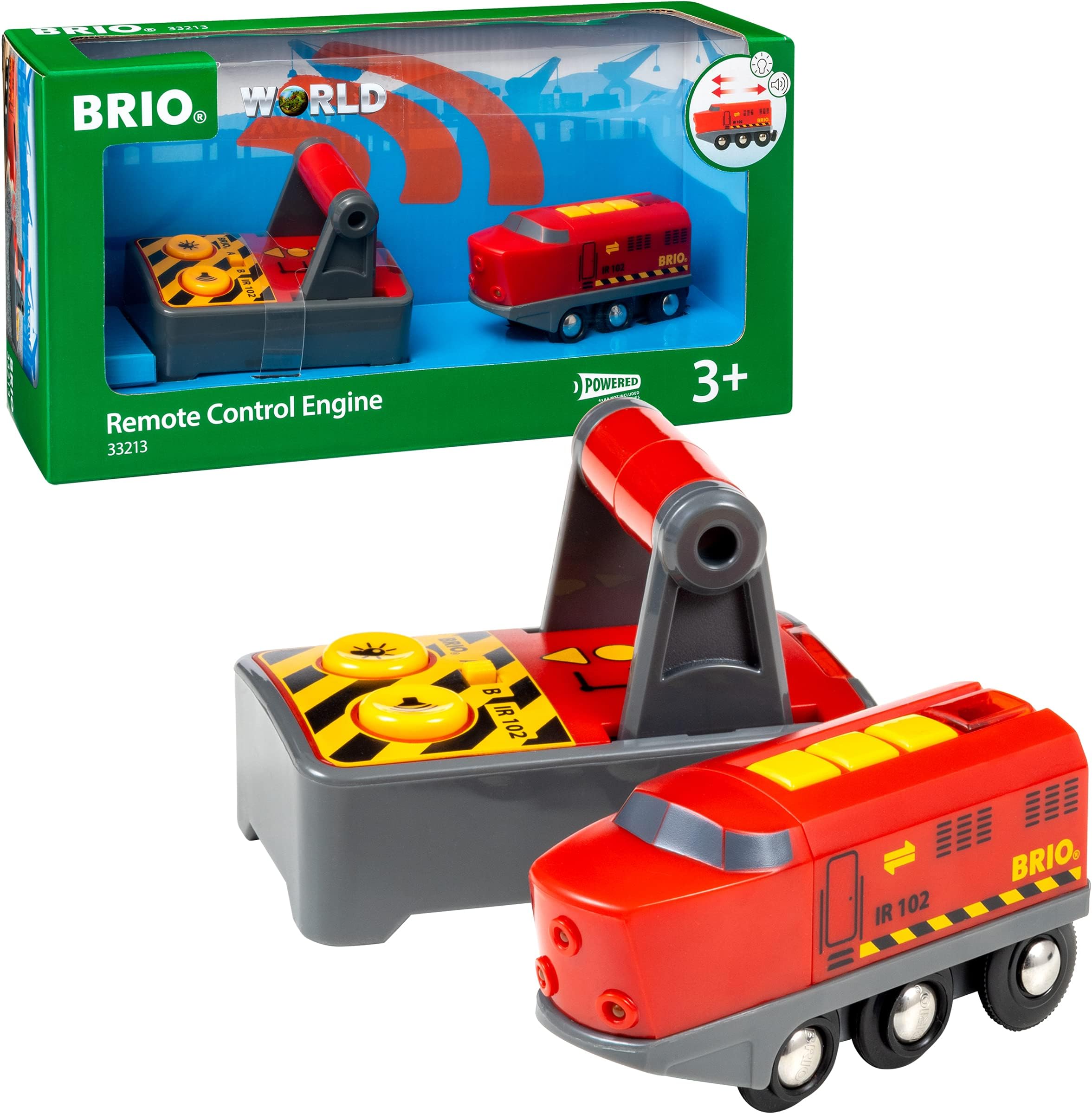 BRIO World Remote Control Toy Train Engine for Kids Age 3 Years Up - Wooden Railway Set Add On Accessories