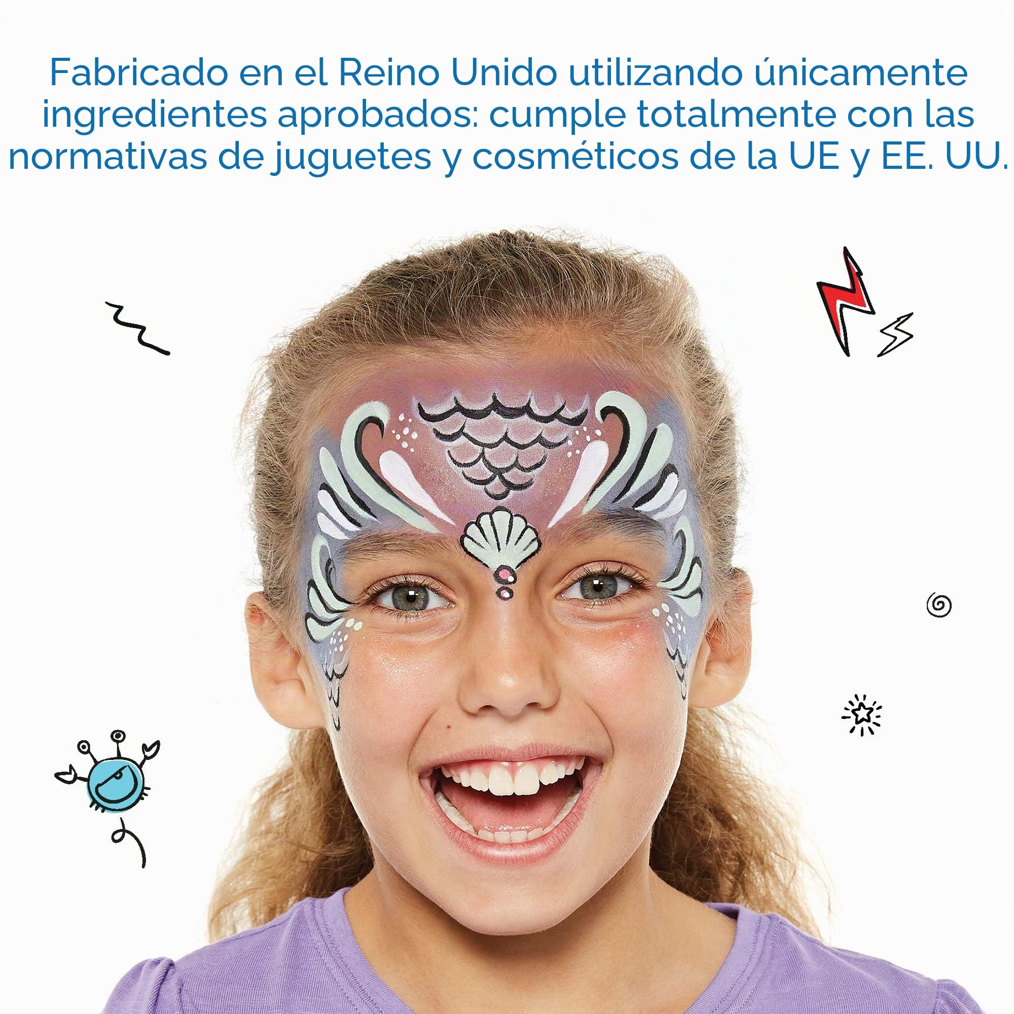 Snazaroo- Paleta de pintura facial, Multicolor (Colart 80818) + pinceles para pintura facial, color verde, Set de 3 (Colart 40500)