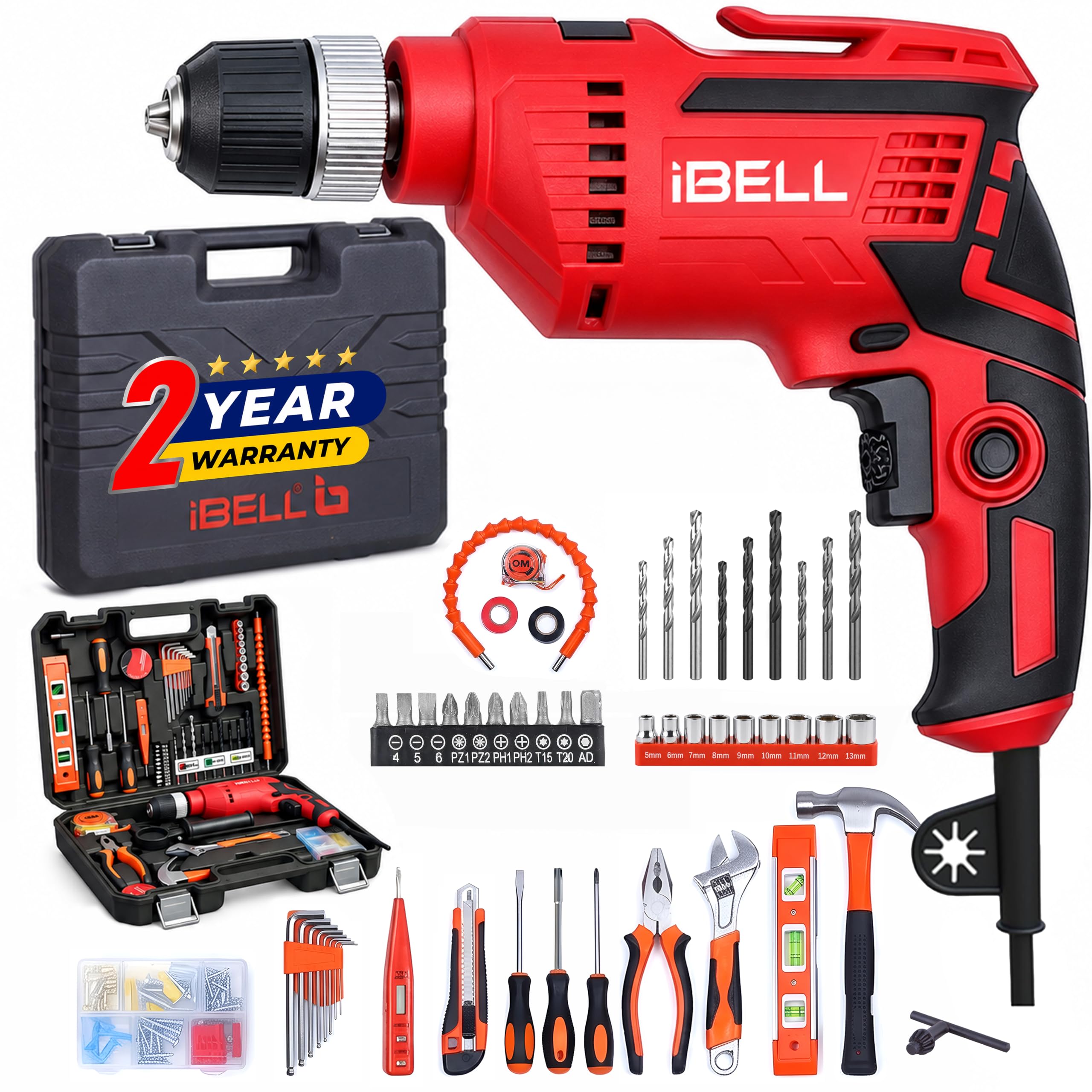 IBELL Impact Drill Kit - 101 Piece Tool Set -8 IBELL Impact Drill Kit - 101 Piece Tool Set -8