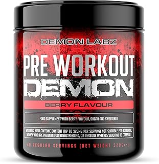 Pre Workout Demon (gusto frutti di bosco) - Integratore pre workout potente con Creatina, Caffeina, Beta-Alanina e Glutammina (360g)