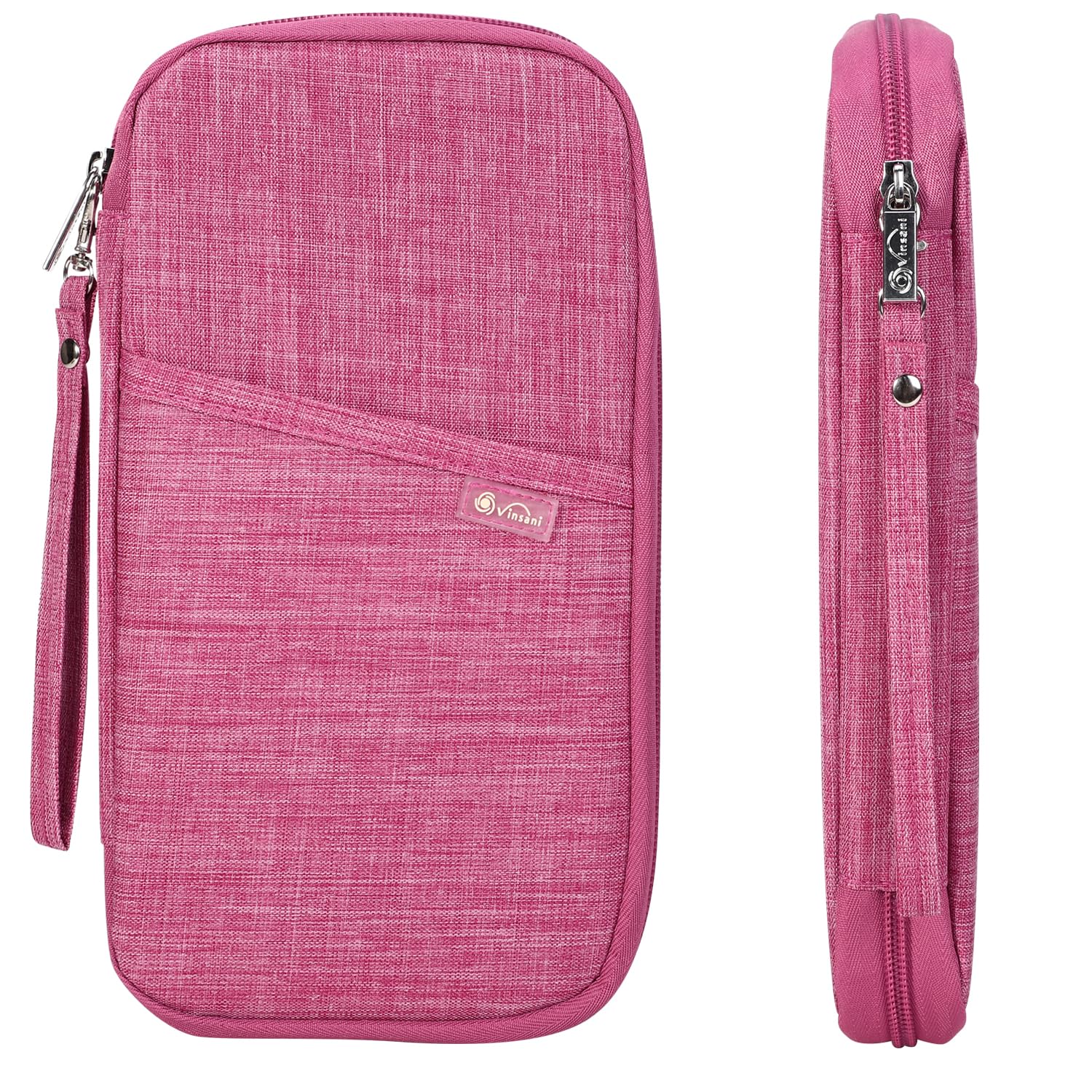 Family Travel Holiday Wallet Passport Holder & Document Organiser Case Men Women for Tickets, ID Card, Credit Cards, Currency Holder – Fuschia