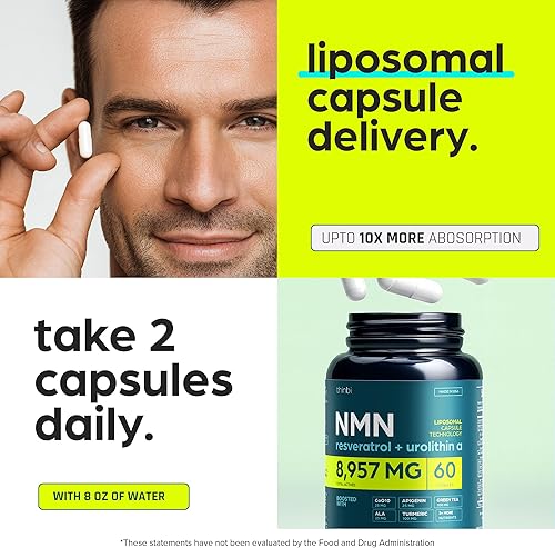 Miniatura 4 de Suplemento NMN de 8957 mg con NAD+ real, no solo un refuerzo  Urolitina A, resveratrol, CoQ10, ácido alfa lipoico, extracto de té verde  Longevidad