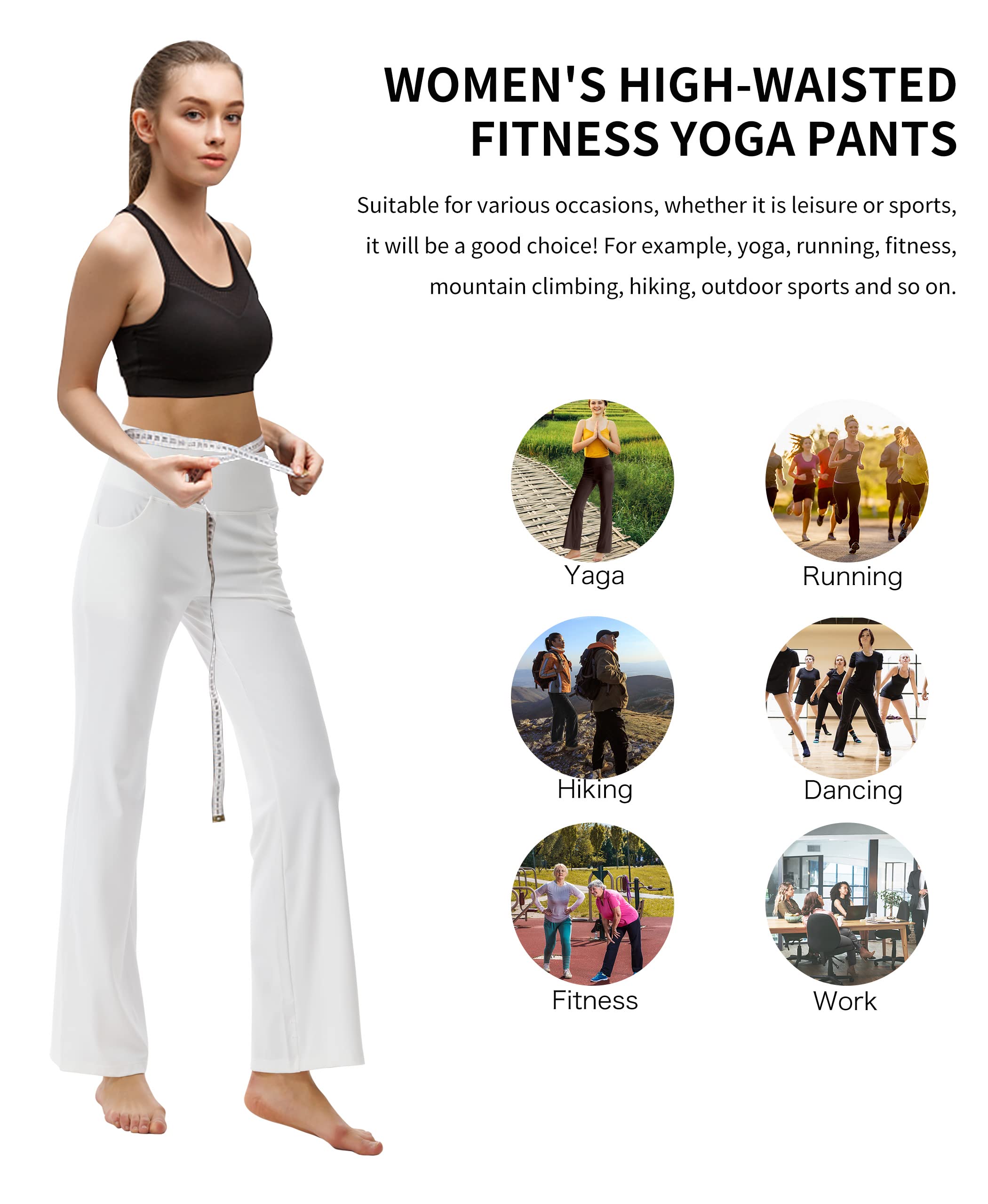 LaiEr Pantalon de Yoga Bootcut pour Femme avec Poches, Pantalon d'entraînement de Yoga Bootleg évasé Taille Haute avec Poches latérales