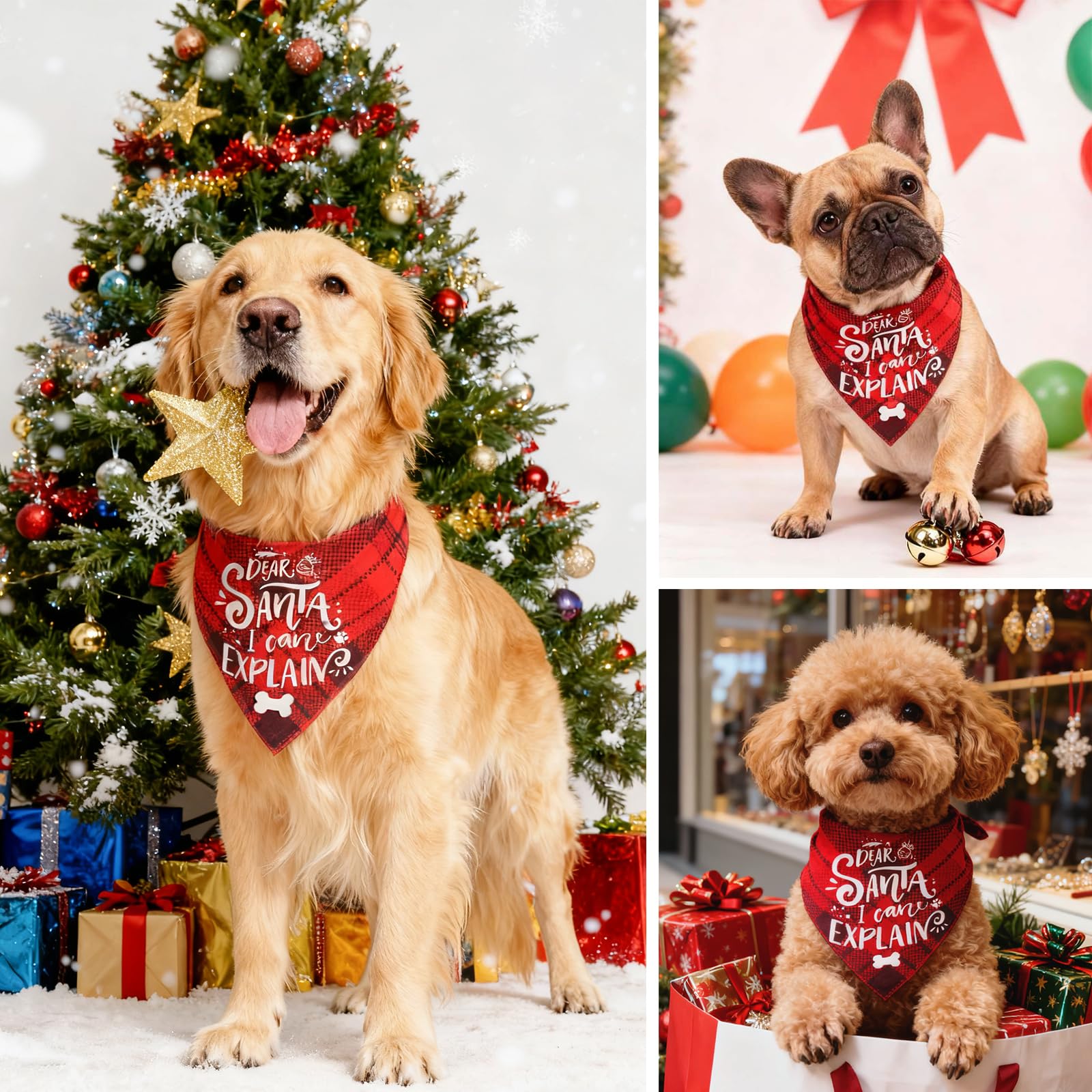 Amazon.co.jp: ICEMOOD クリスマス 犬 バンダナ 面白い ホリデー