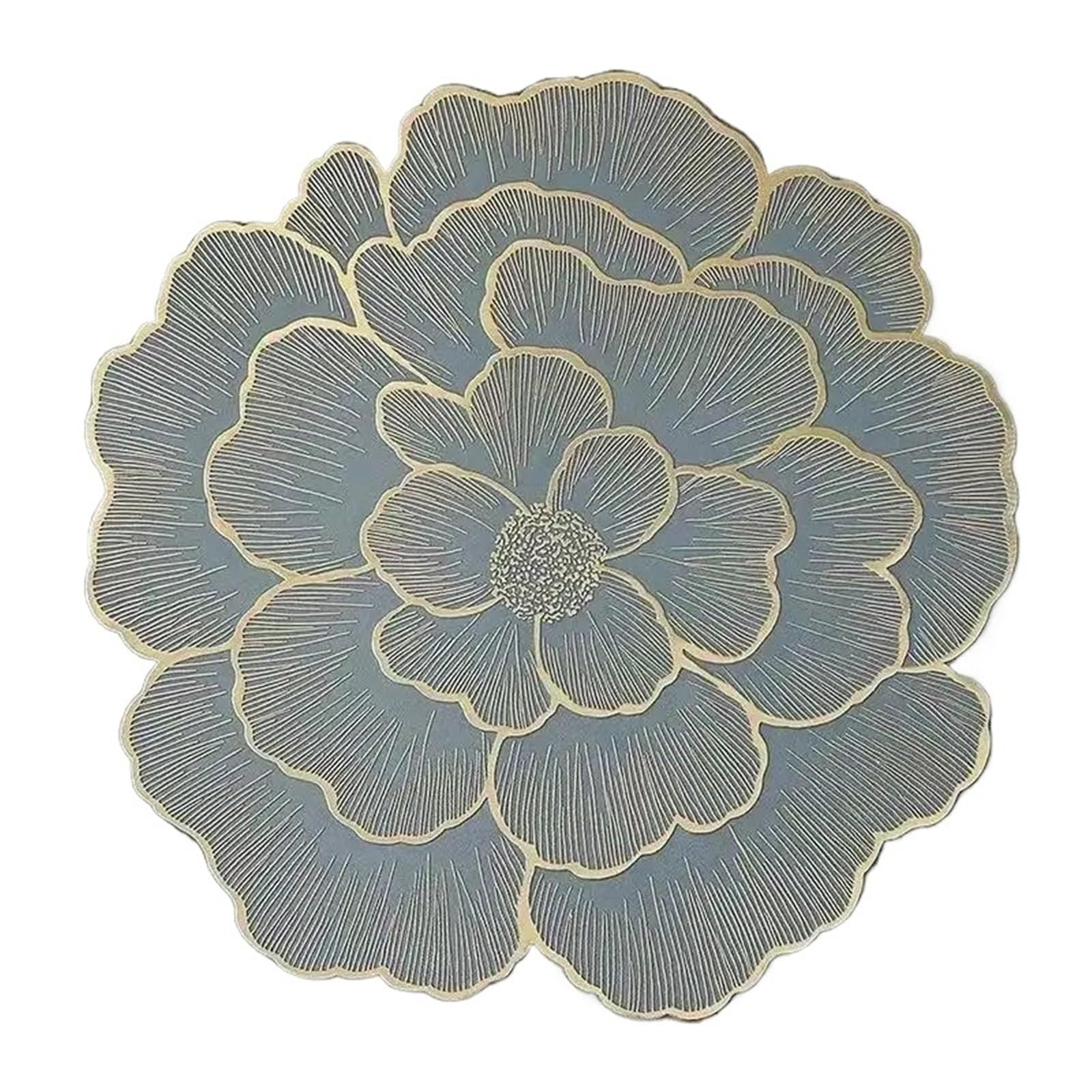 PVC Dining Table Mat 6Pcs PVC Gold Foil Placemats Heat Resistant Non-Slip Waterproof Table Mats For Kitchen Dining(Grey)