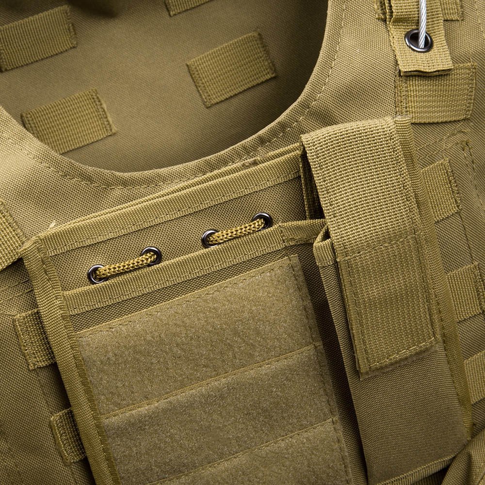 Chaleco táctico para caza al aire libre Molle Chaleco Multi-bolsillo Paintball de entrenamiento (Khaki)