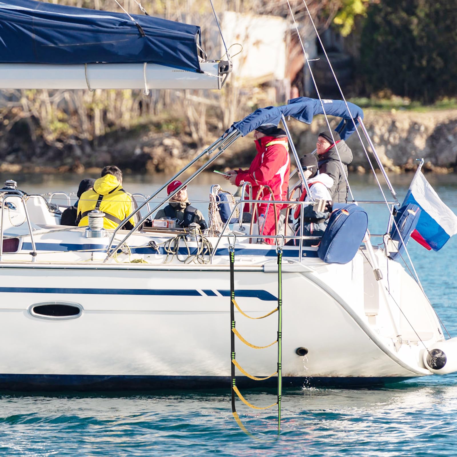 Escalera de barco, 5 peldaños, escalera gruesa con gancho, escalera de baño para barcos, kayak, accesorios