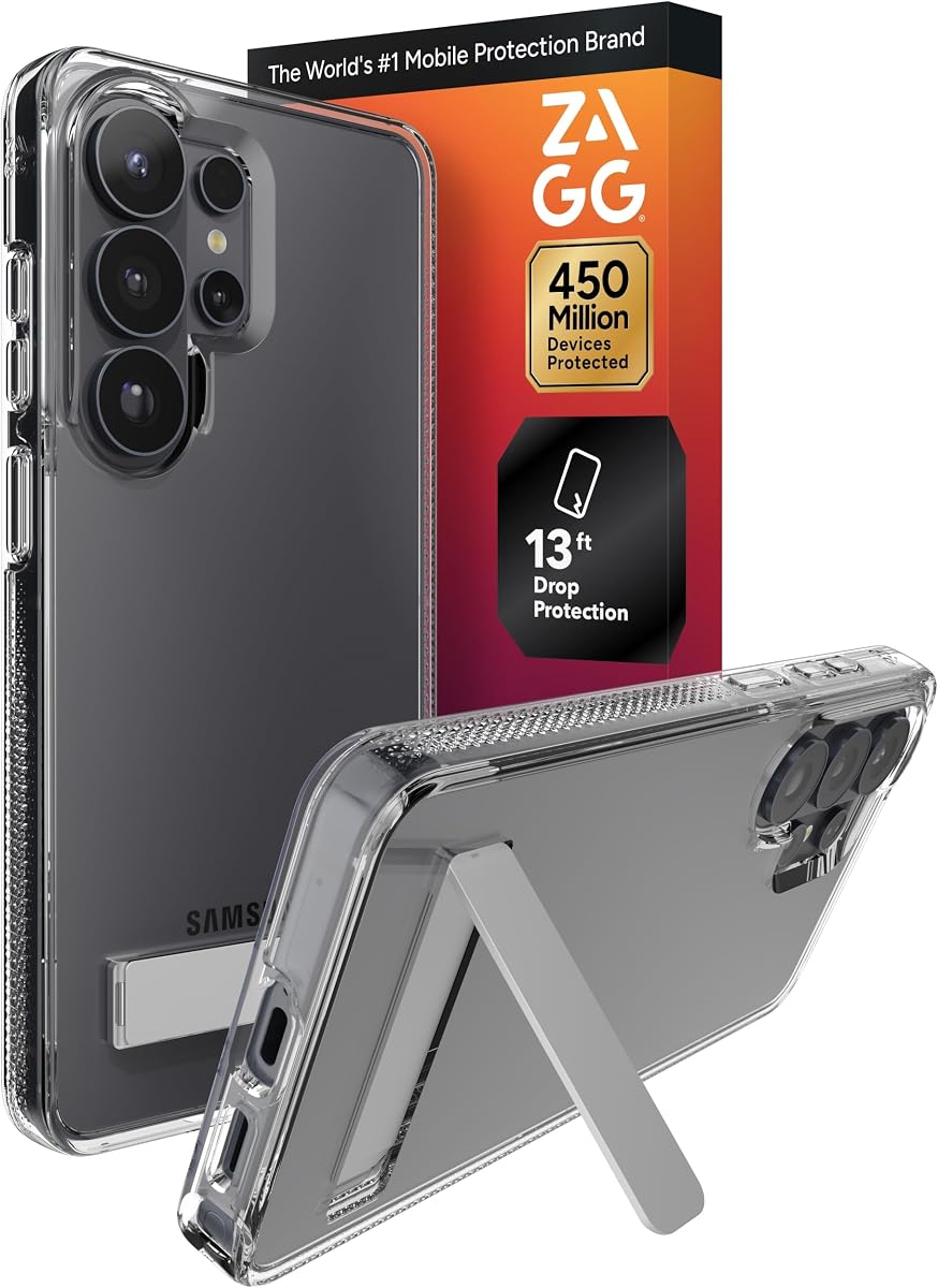 Crystal Palace Samsung Galaxy S26 Ultra Case with Kickstand - Clear, 13ft Drop Protection, Graphene Reinforced, Crystal Clear Anti-Yellowing Slim Protective Cover