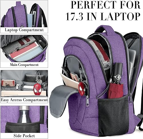 Miniatura 9 de BIKROD Mochila para mujeres y hombres, mochilas escolares extra grandes para adolescentes, mochila resistente al agua con puerto de carga USB para