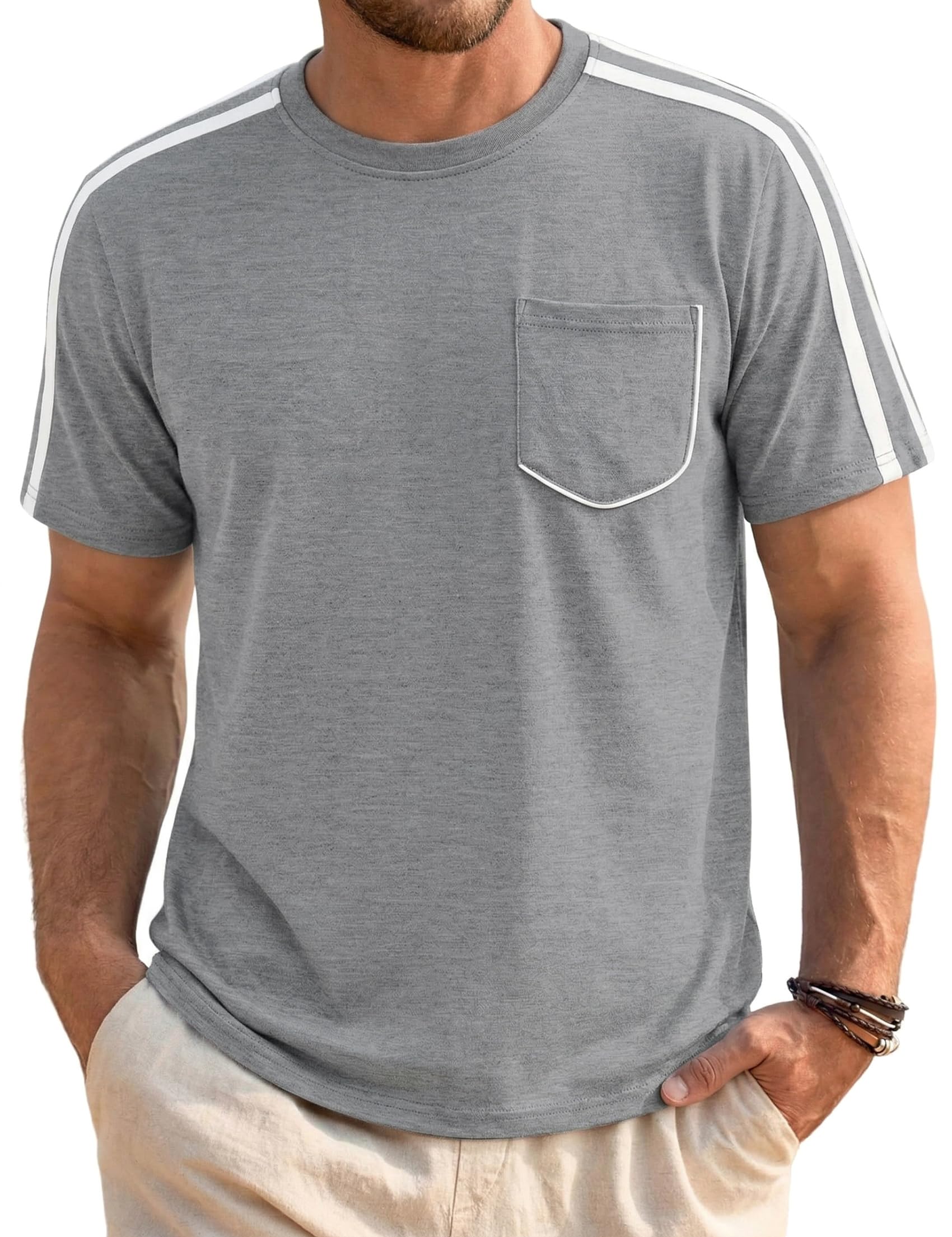 Camiseta de algodón para hombre, cuello redondo, manga corta, informal, verano, tops de corte regular, suave, transpirable, fácil de limpiar, para el tiempo libre y el día a día, S-3XL