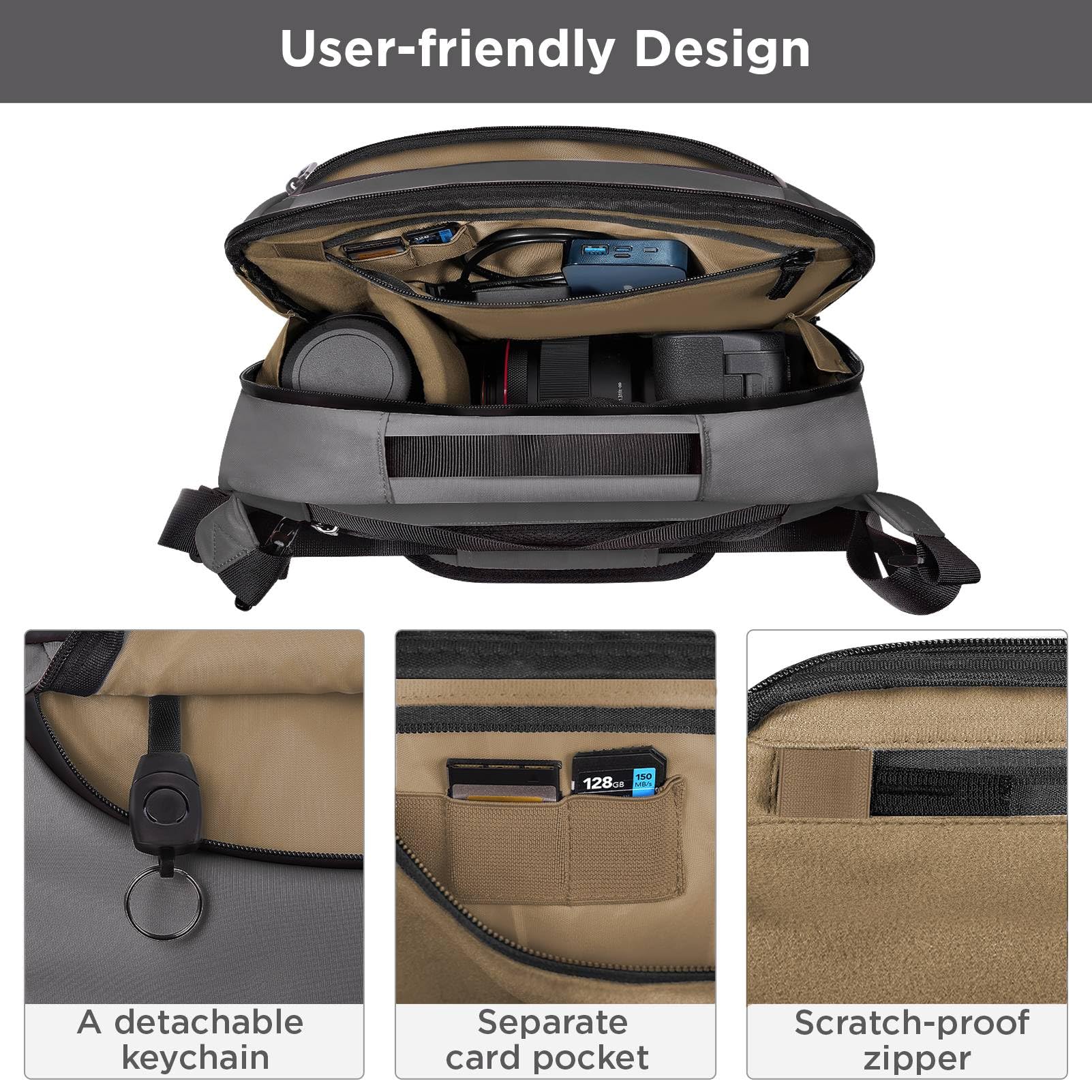 TAAOKA Sac à bandoulière étanche pour appareil photo avec support pour trépied, DSLR/SLR/Mirrorless Petit sac à bandoulière pour photographes (gris)