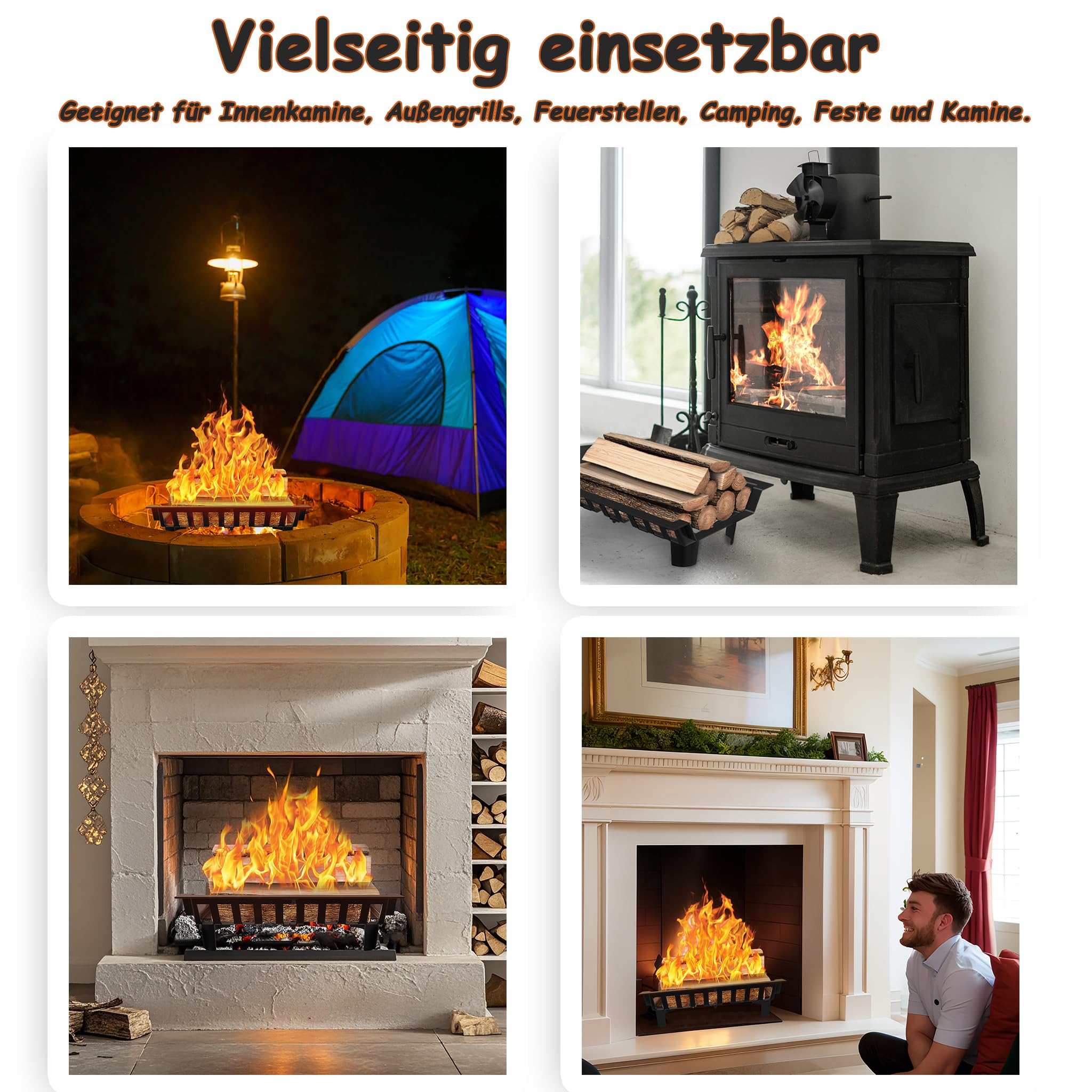 YRhome Kaminrost Kaminholzrost Brennholzrost 46x31x13cm Scheithalter Holzofenrost Brennholzhalter Kaminholzständer für Kamin Schwarz Feuerstellenrost Ofenrost Kohlenrost Feuerrost Outdoor