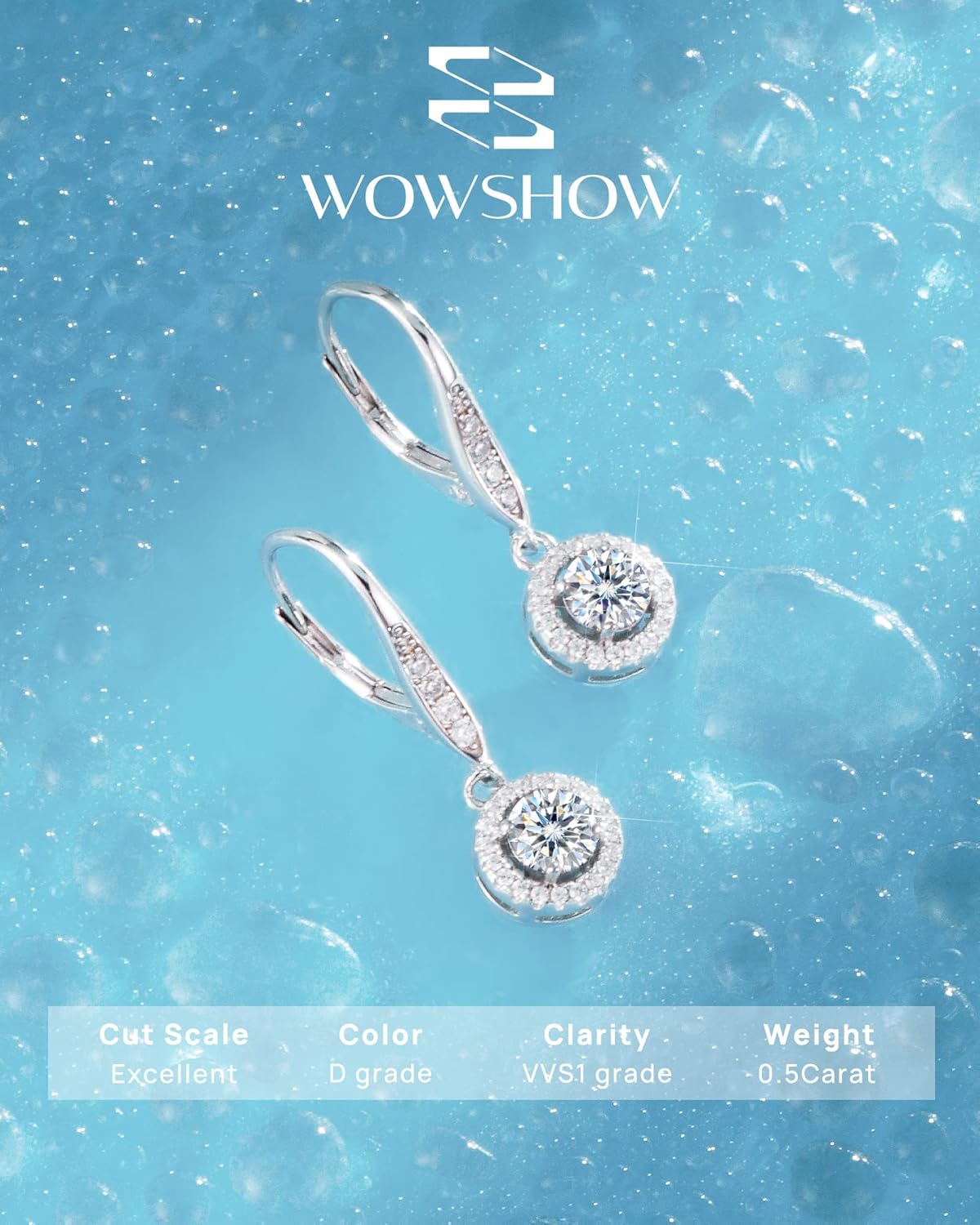 wowshow Moissanite Earrings Leverback Earrings for Women 925 Sterling Silver 3ct 4ct Moissanite Dangle Drop Earrings for Women Birthday Mom Gifts with Certificate of Authenticity - Image 5
