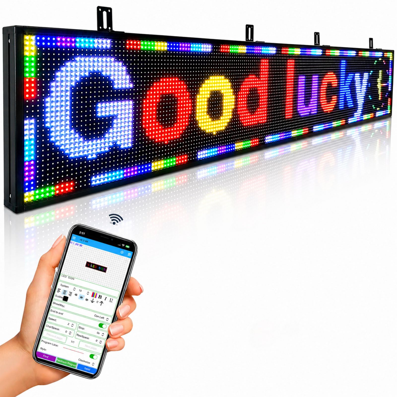 P10 - Letrero LED programable de desplazamiento para negocios, pancarta personalizada para publicidad al aire libre, señal digital abierta, pantalla LED, tablero de mensajes, control WiFi, letrero de