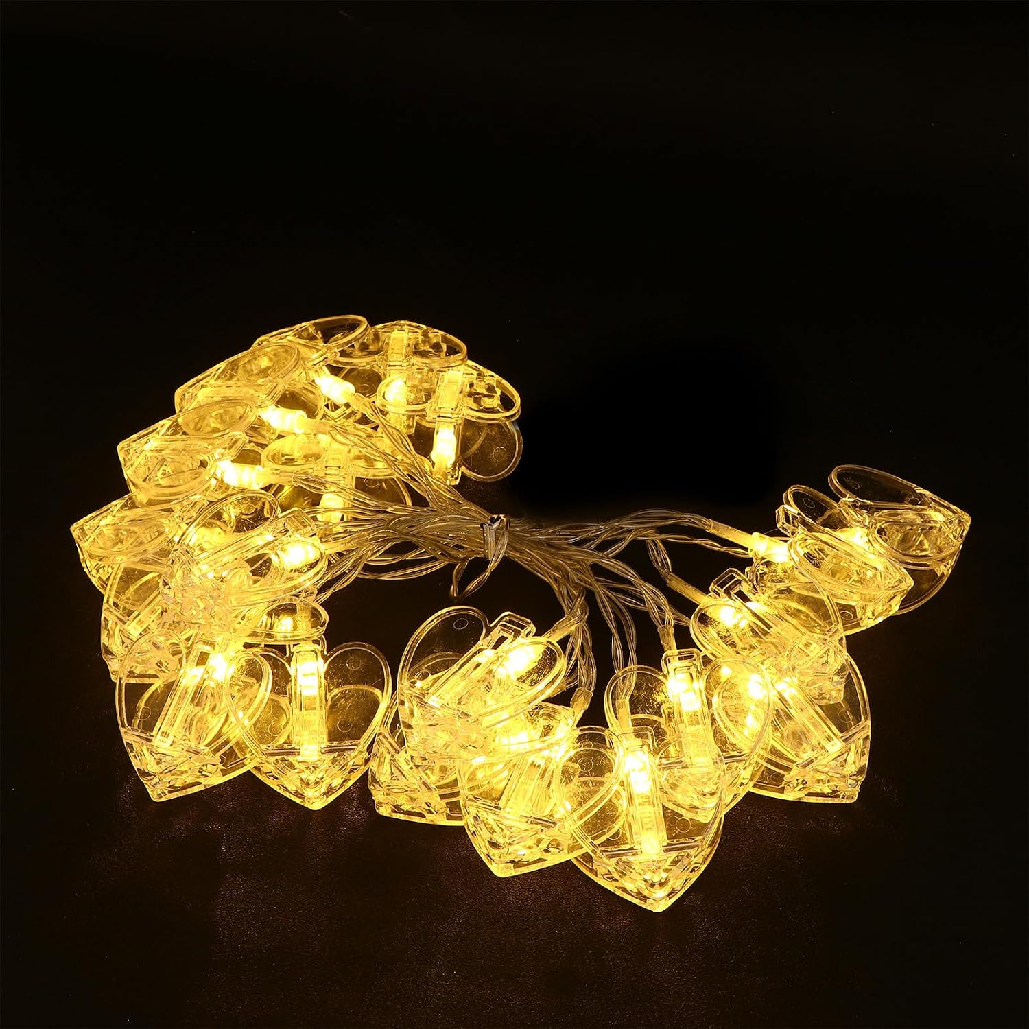 Hemobllo Heart Shaped Photo Clip String Lights with Battery Box
