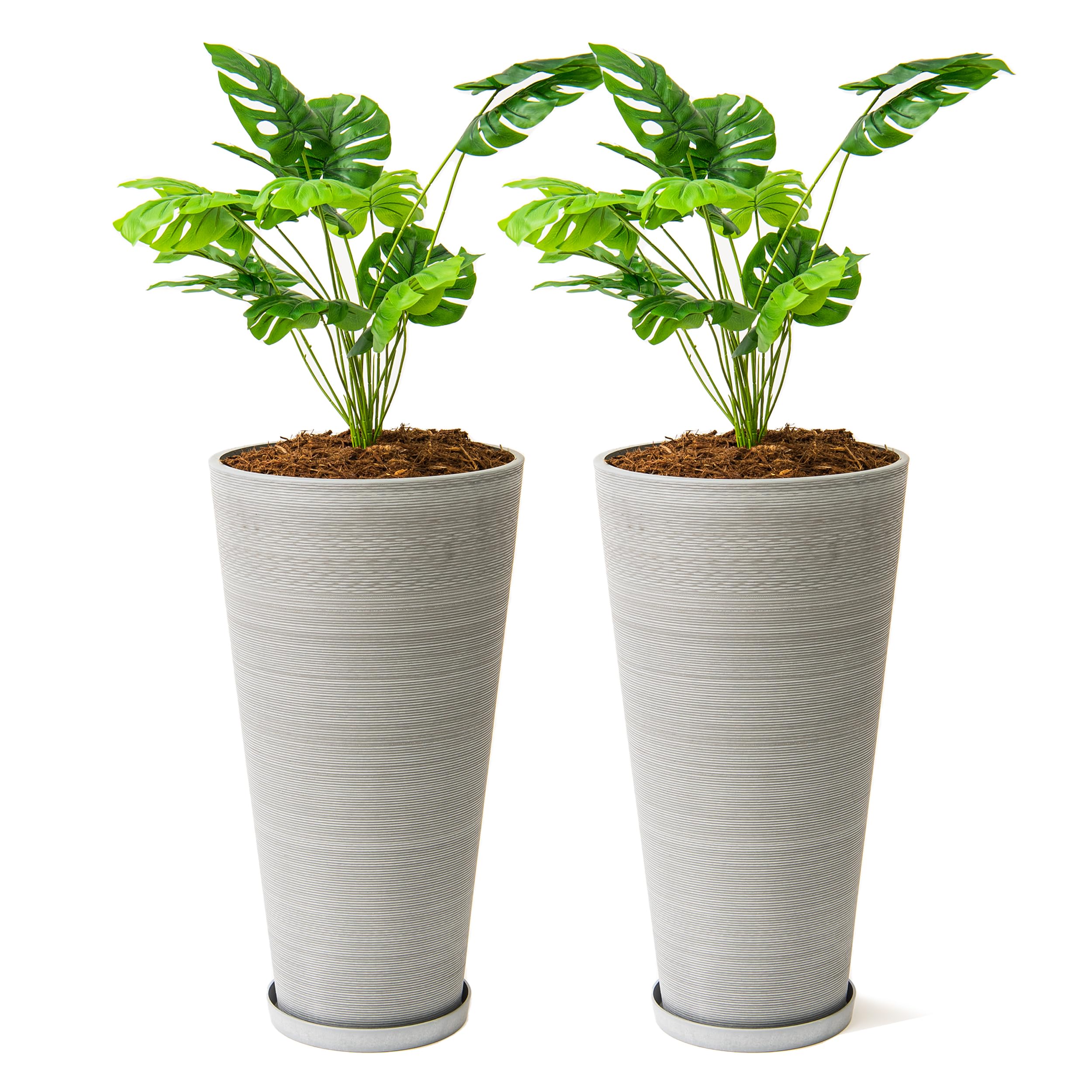 XBrandPlanter, Light Grey, 15.4" D x 15.4" W x 28.1" H