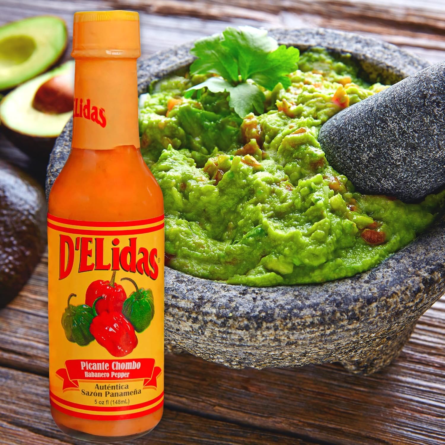 D'ELidas Habanero Hot Sauce, Natural Habanero Pepper Hot Sauce, Chombo Picante Sauce #1 in Panama, Non-GMO, Keto Friendly Food Habanero Sauce, 5 Fl Oz (Pack of 4)