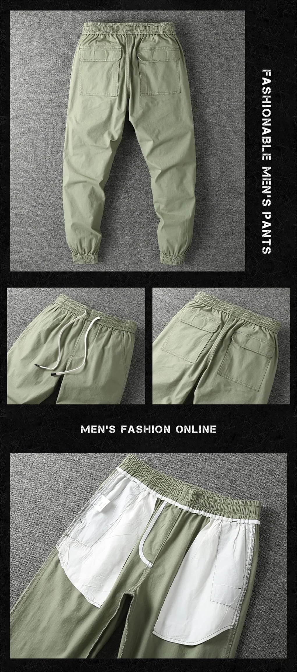 REHJJDFD Męskie solidne czarne spodnie męskie joggery na co dzień męskie spodnie dresowe bawełniane slim fit jogging męskie spodnie