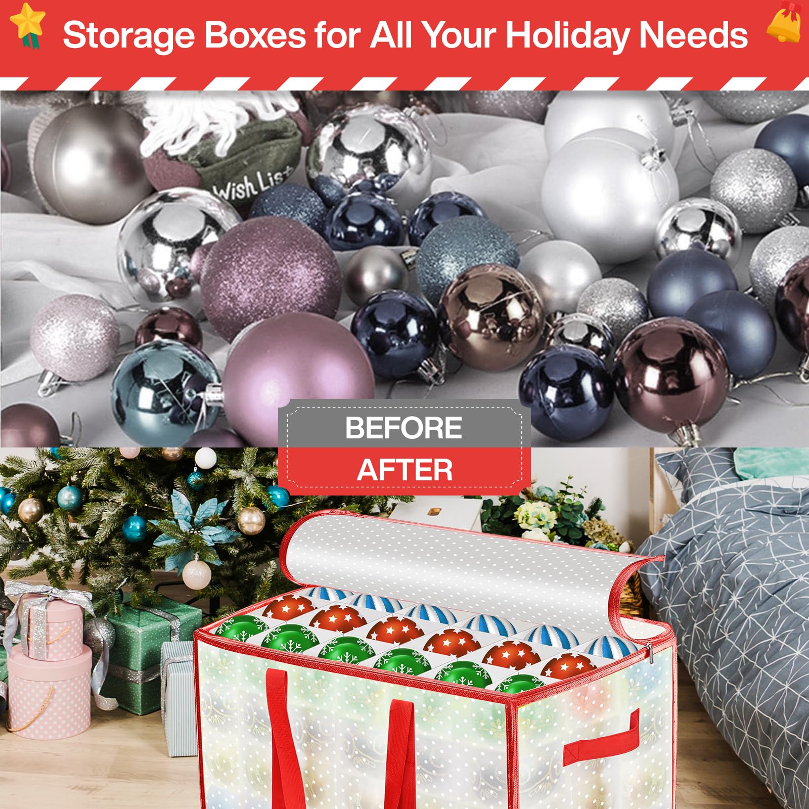 Scatola XXL Per Palline Di Natale - Contenitore Con Divisori Per 128 Decorazioni - Foto 8