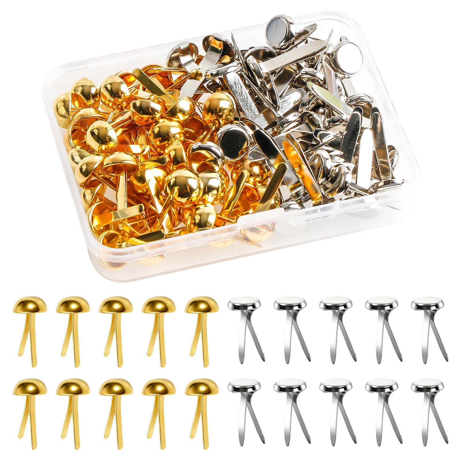 Waycreat 200pcs Split Pins Craft,Metal Paper Fasteners Gold Silver,Mini Scrapbooking Brads for Card Making DIY