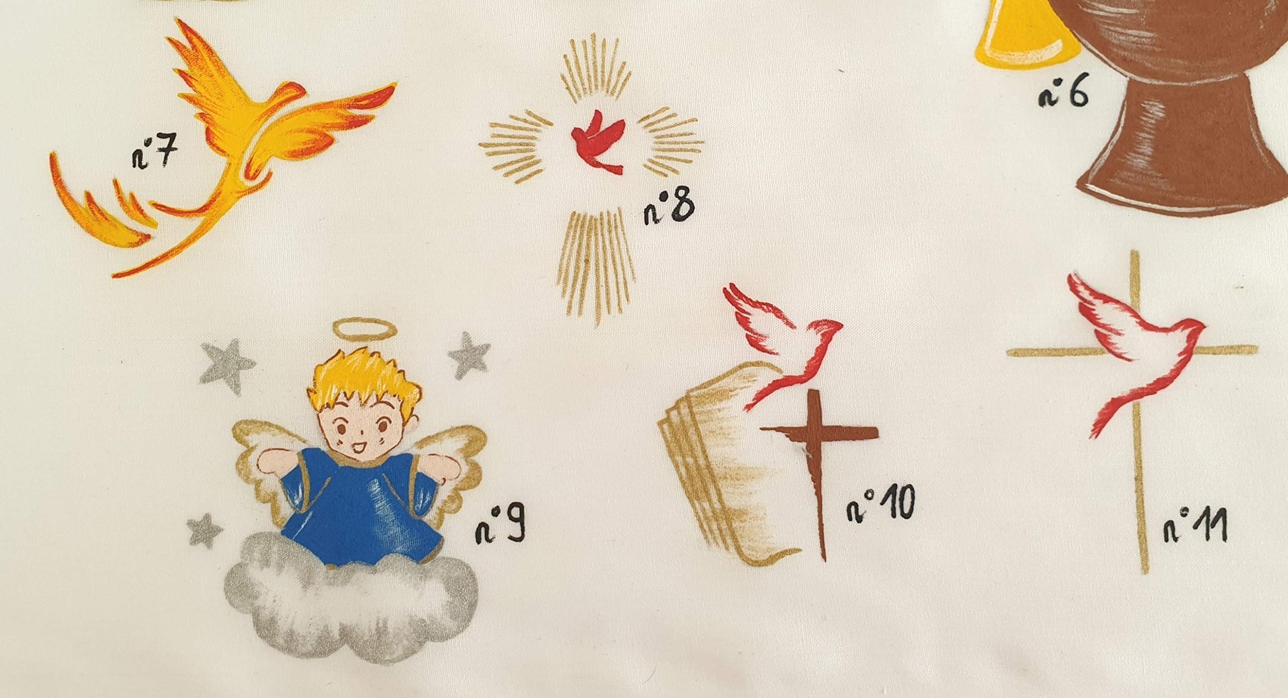 Cape de baptême personnalisée, Peinte à la Main. 3 Tailles Disponibles