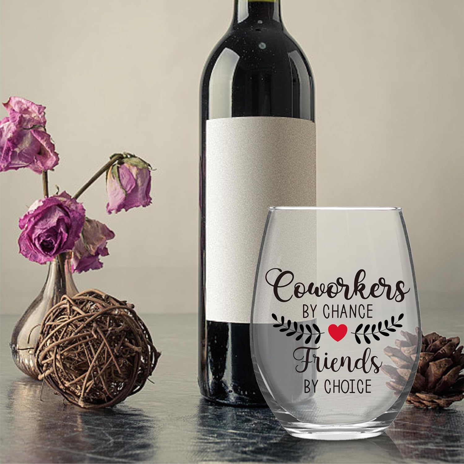 Coworkers By Chance Friends By Choice Wine Glass with Gifts Box, Funny Coworker Farewell Gifts for Colleague Friend, Leaving Farewell Birthday Valentines Retirement Gifts for Work Friend - Image 5