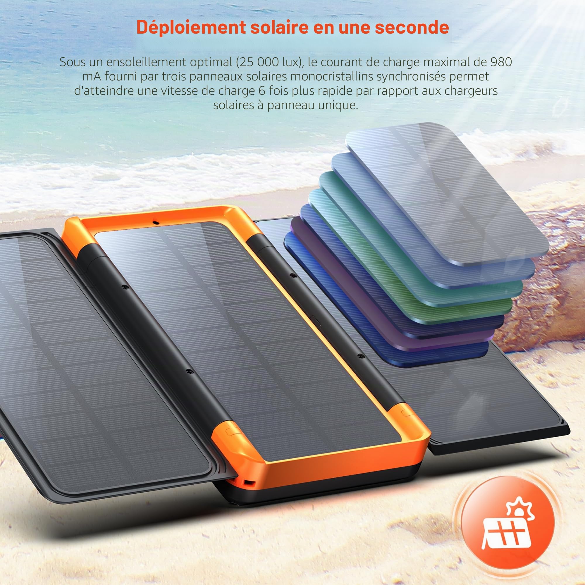 63200mAh Batterie Externe Solaire:Power Bank avec 3 solarpanel 22.5 W Charge Rapide USB-C Chargeur Portable Charge sans Fil avec Lampe SOS & Affichage Numérique, pour Camping Randonnée