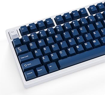 Amazon | kfaPBT ホワイトオンネイビー メカニカルキーボード用キー