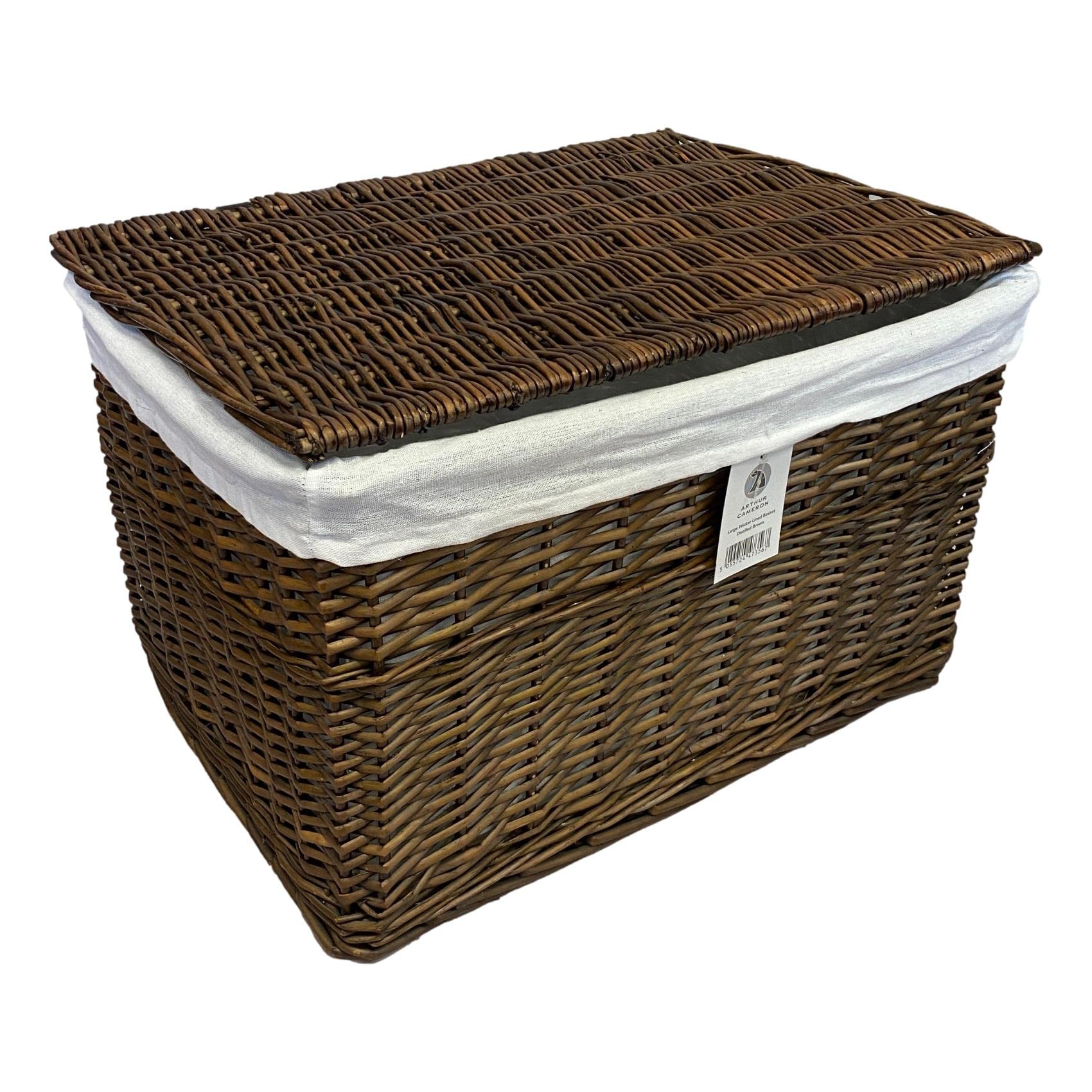 Arthur CameronLarge Wicker Storage Basket Natural Hamper Box (Large, Distilled Brown)