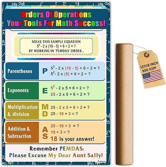 Amazon.com: Order of Operations Chart - Classroom Math Display - Growth ...