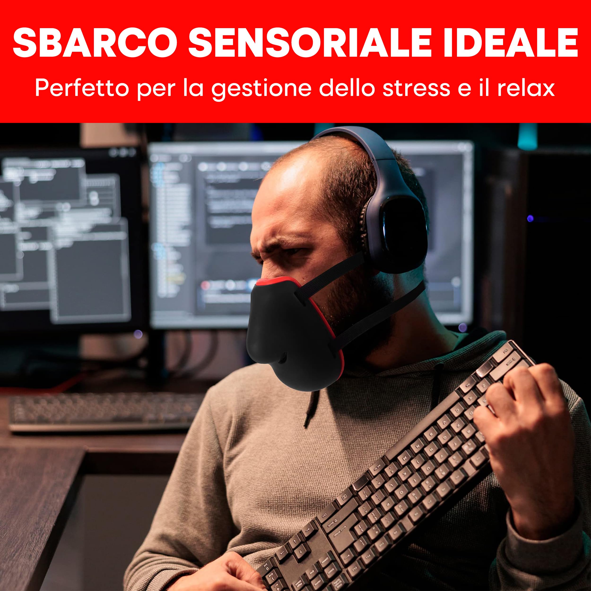 Tilcare Smorzatore Voce Maschera Insonorizzata per Cantanti Sollievo dallo Stress - Maschera per Urli per Riscaldamento Vocale, Sensoriale, Eliminazione del Rumore - Cinghie Regolabili Rimovibili