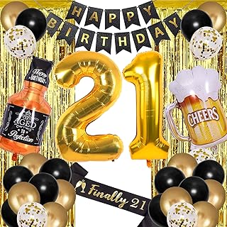 21st Birthday For Him Happy 21st Birthday Decorations For Him 21 Birthday Decorations For Him 21 Birthday Sash Banner Decor 21st Birthday Balloons Black And Gold 21st Bday Decorations For Guys Male