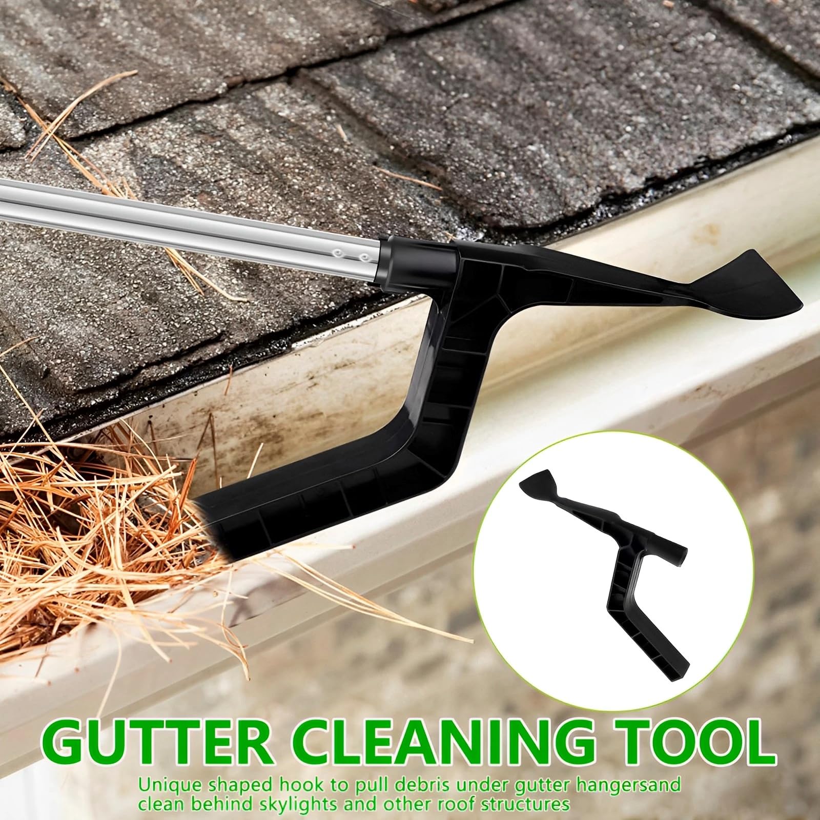 Dachrinnenreinigungswerkzeuge, Dachrinnenreiniger,Dachrinnen-Werkzeug Reinigungslöffel und Schaufel mit Haken,Gewinde-Design, Kanalisation,Guard Cleaning Tool,Dachrinne-Reinigungswerkzeug